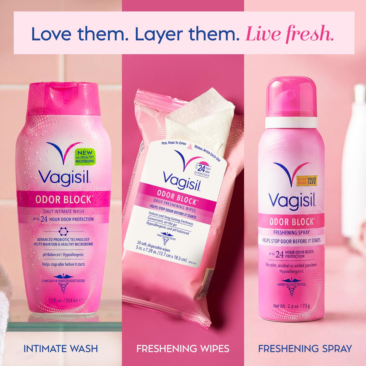 Vagisil Feminine Wash for Intimate Area Hygiene, Odor Block, Gynecologist Tested, Hypoallergenic, 16.9 oz with Pump