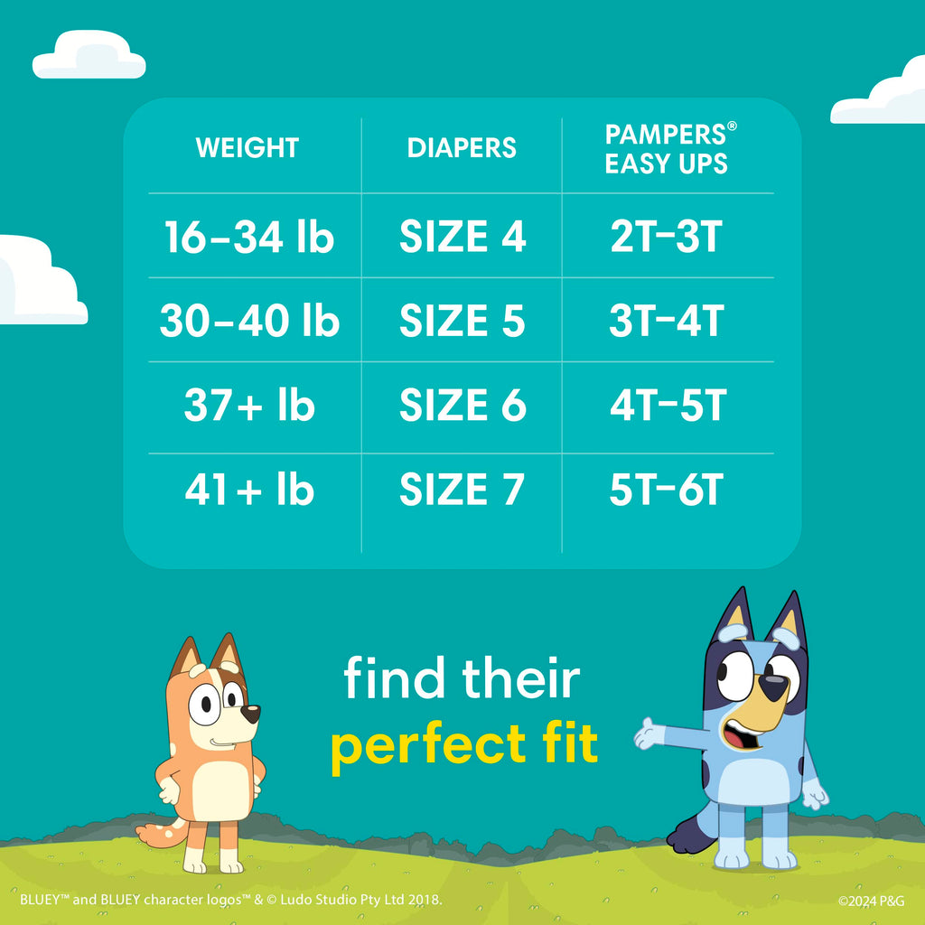 Easy Ups Girls & Boys Potty Training Pants, Size 4 (2T-3T), 140 Count, Bluey Absorbent Pull Up Training Underwear, Up to 100% Leakproof Day and Night, Hypoallergenic