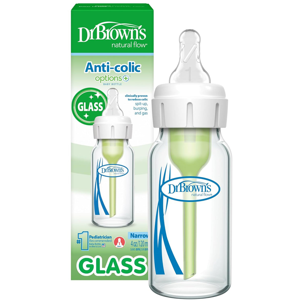 Dr. Brown’s Options+ Anti-Colic Narrow Glass Baby Bottles