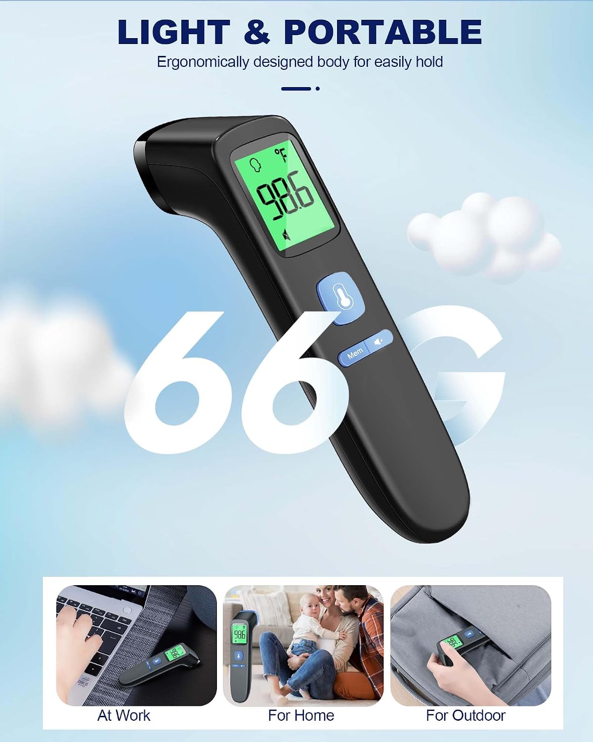 Non-Contact Forehead Thermometer for Adults and Kids, 1 Second Result