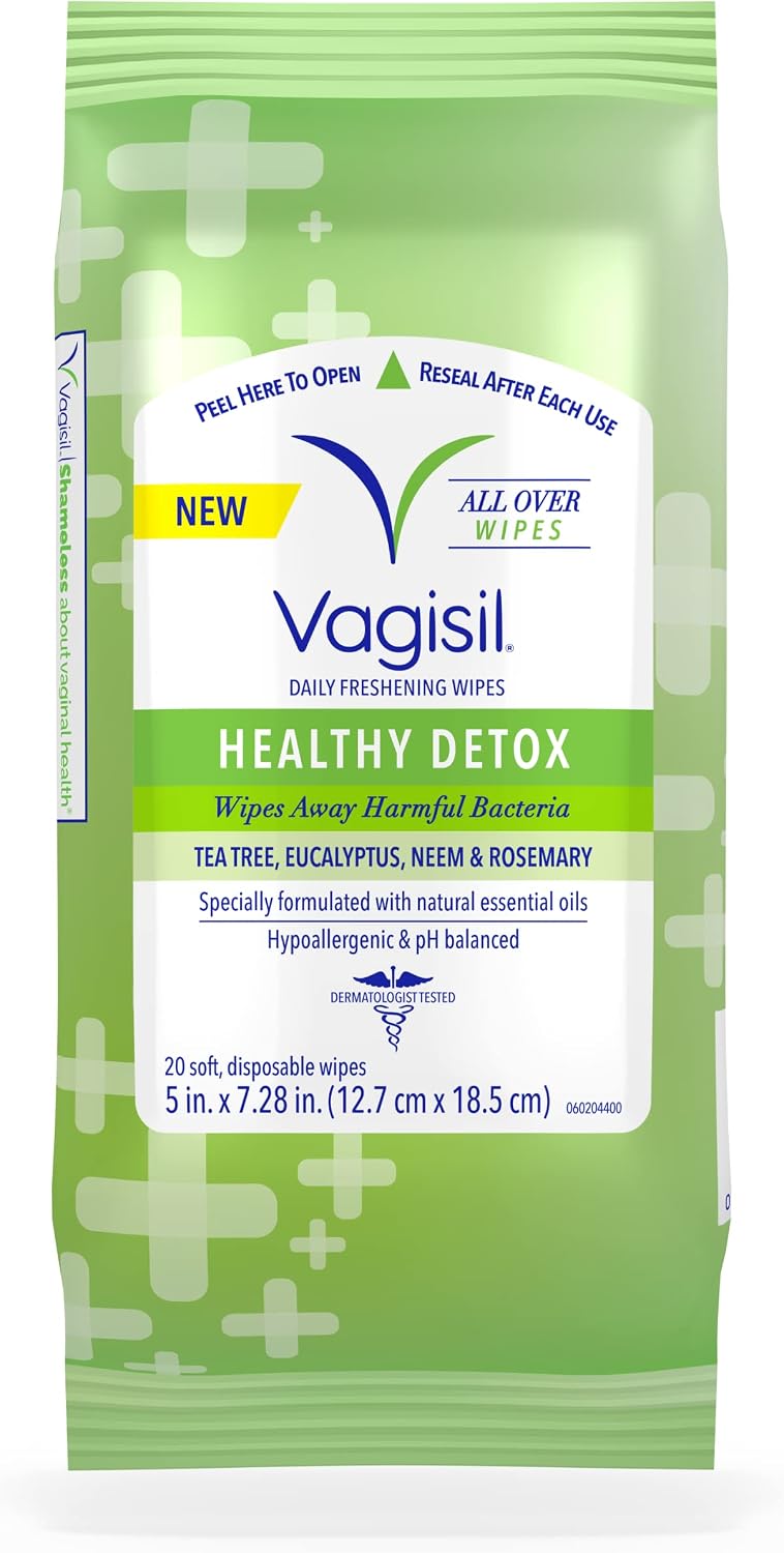 VAGISIL Anti-Itch Medicated Feminine Wipes, Max Strength, 20 Wipes (1 Pack)