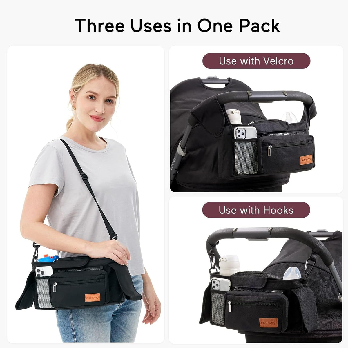 Momcozy Universal Stroller Organizer with Insulated Cup Holder