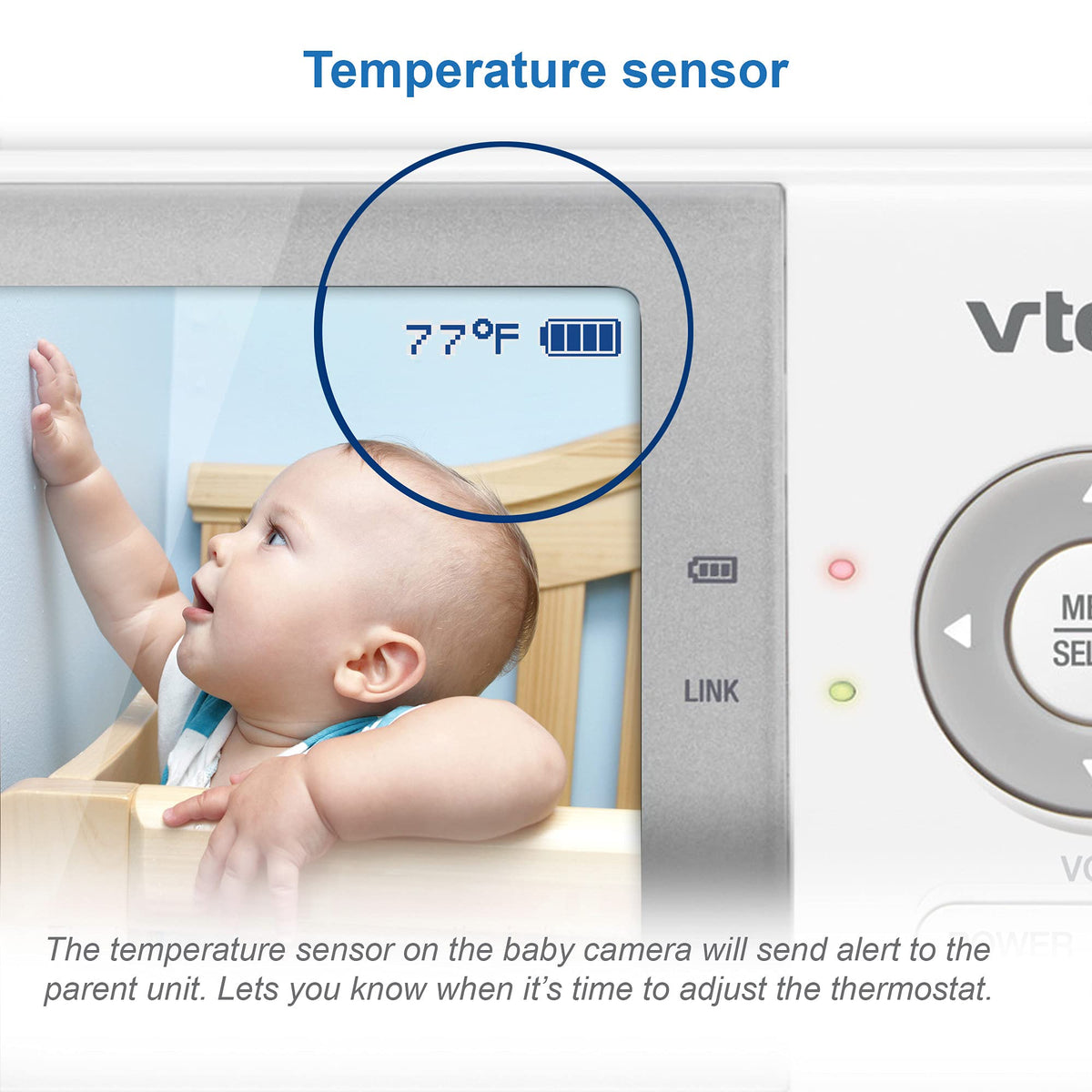 VTech Baby Monitor No WiFi – 19Hr Video Battery, 1000ft Range, Night Vision, Two-Way Talk, Temperature Sensor, Sound-Activated Screen, Lullabies | VM819