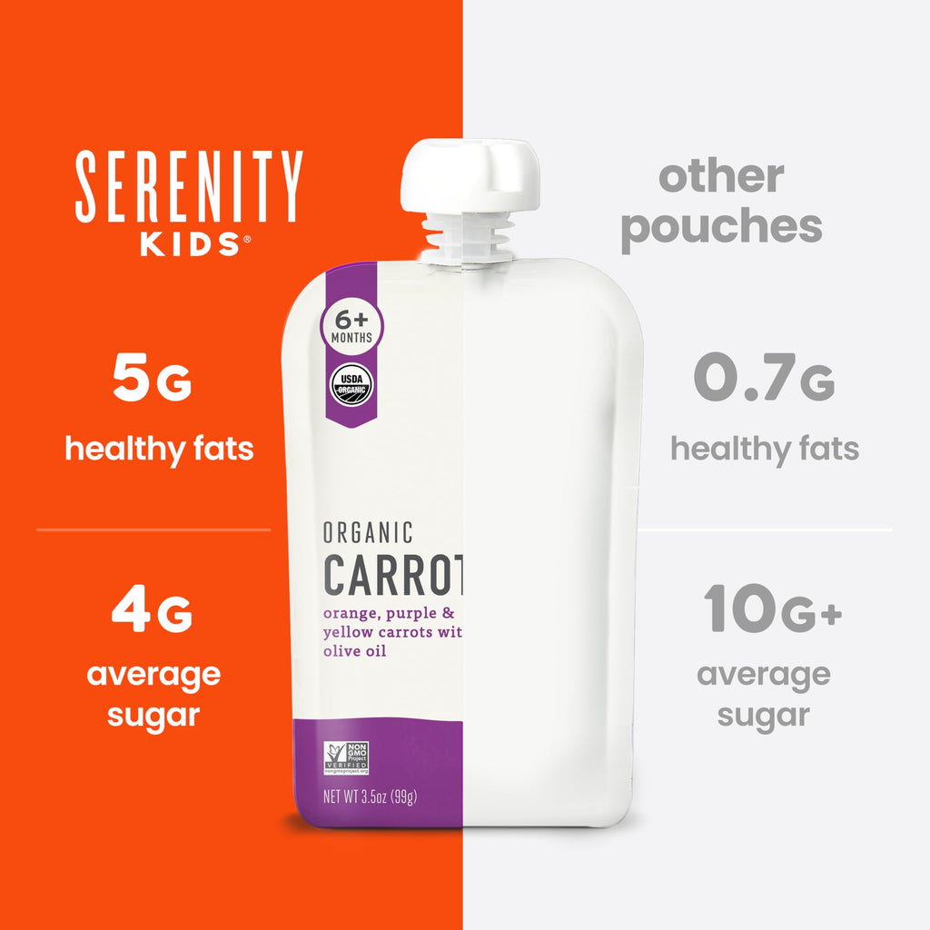 Serenity Kids Organic Baby Food Pouches, 5g Protein, 3.5 Oz, 8 Pack