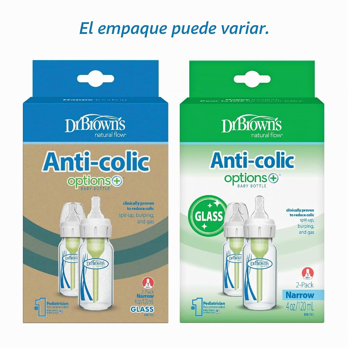 Dr. Brown’s Options+ Anti-Colic Narrow Glass Baby Bottles