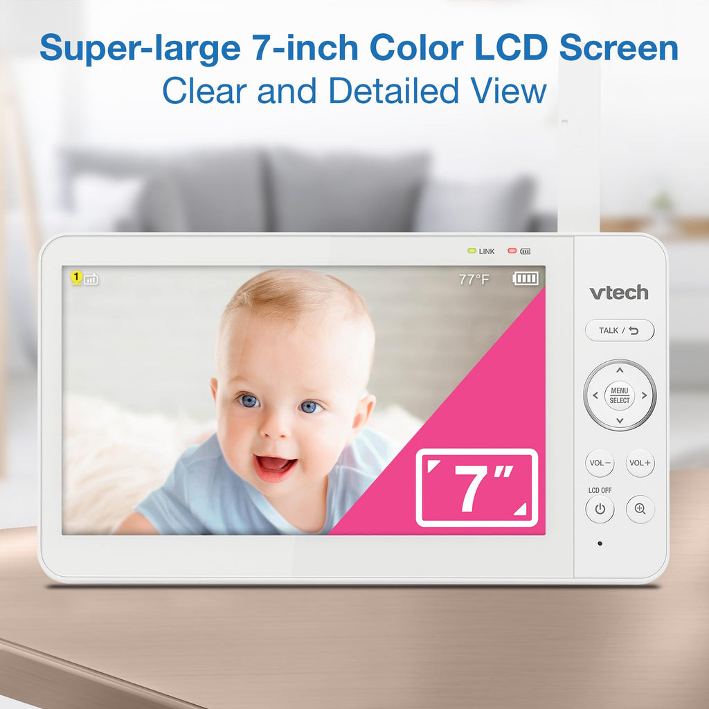 VTech Baby Monitor No WiFi – 19Hr Video Battery, 1000ft Range, Night Vision, Two-Way Talk, Temperature Sensor, Sound-Activated Screen, Lullabies | VM819
