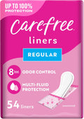 Carefree Panty Liners for Women – Regular, Unscented, Individually Wrapped, 54 Count
