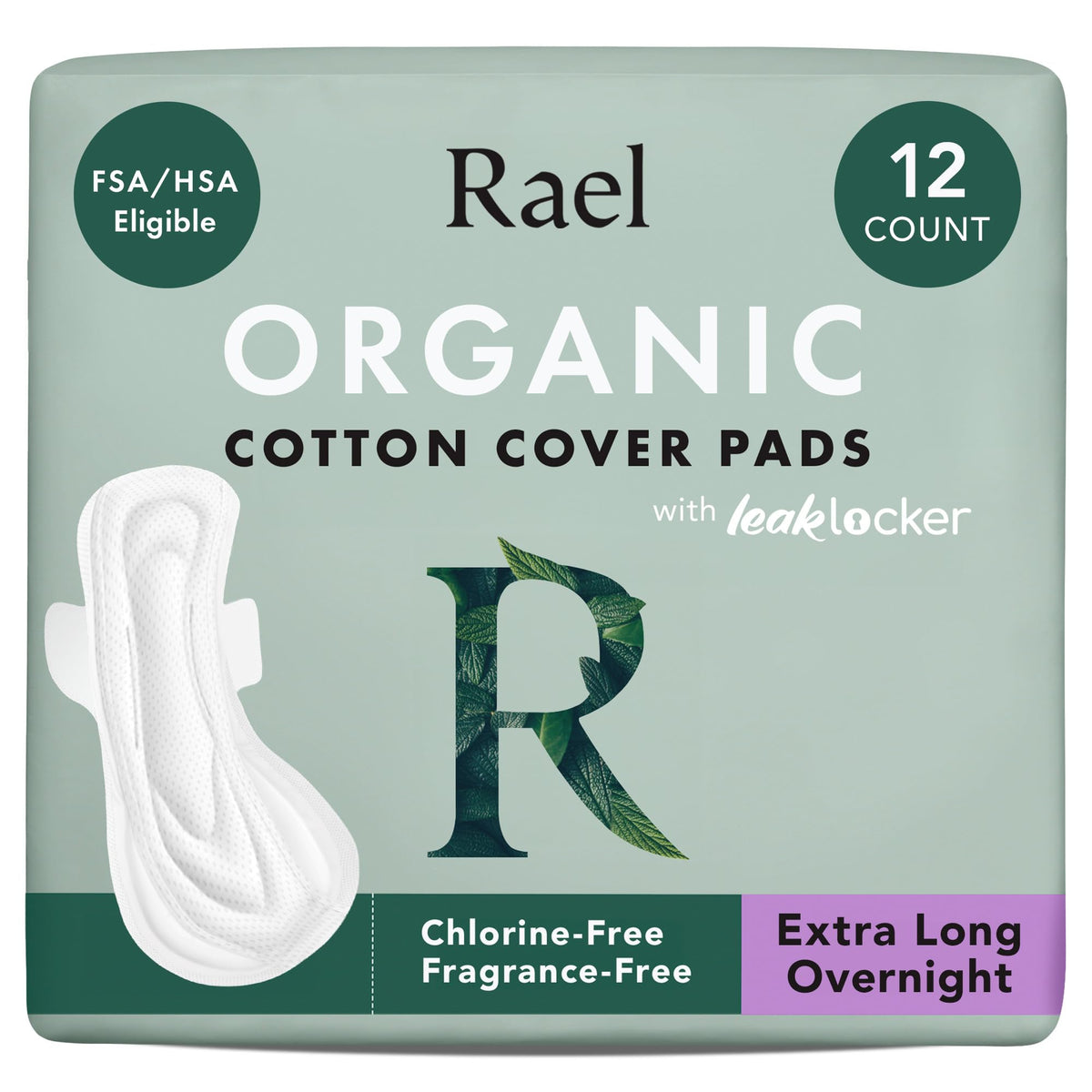 Rael Organic Cotton Cover Sanitary Pads for Women Moderate (Regular, 56 Ct)