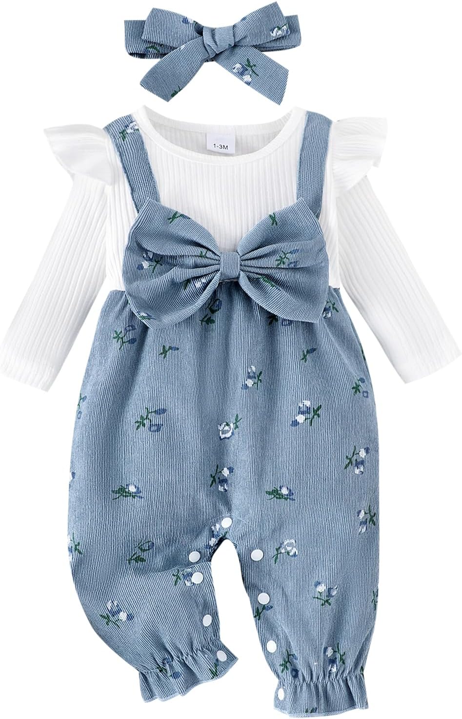 YINGISFITM Newborn Baby Girl Clothes Floral Romper Fack Two Piece Jumpsuit