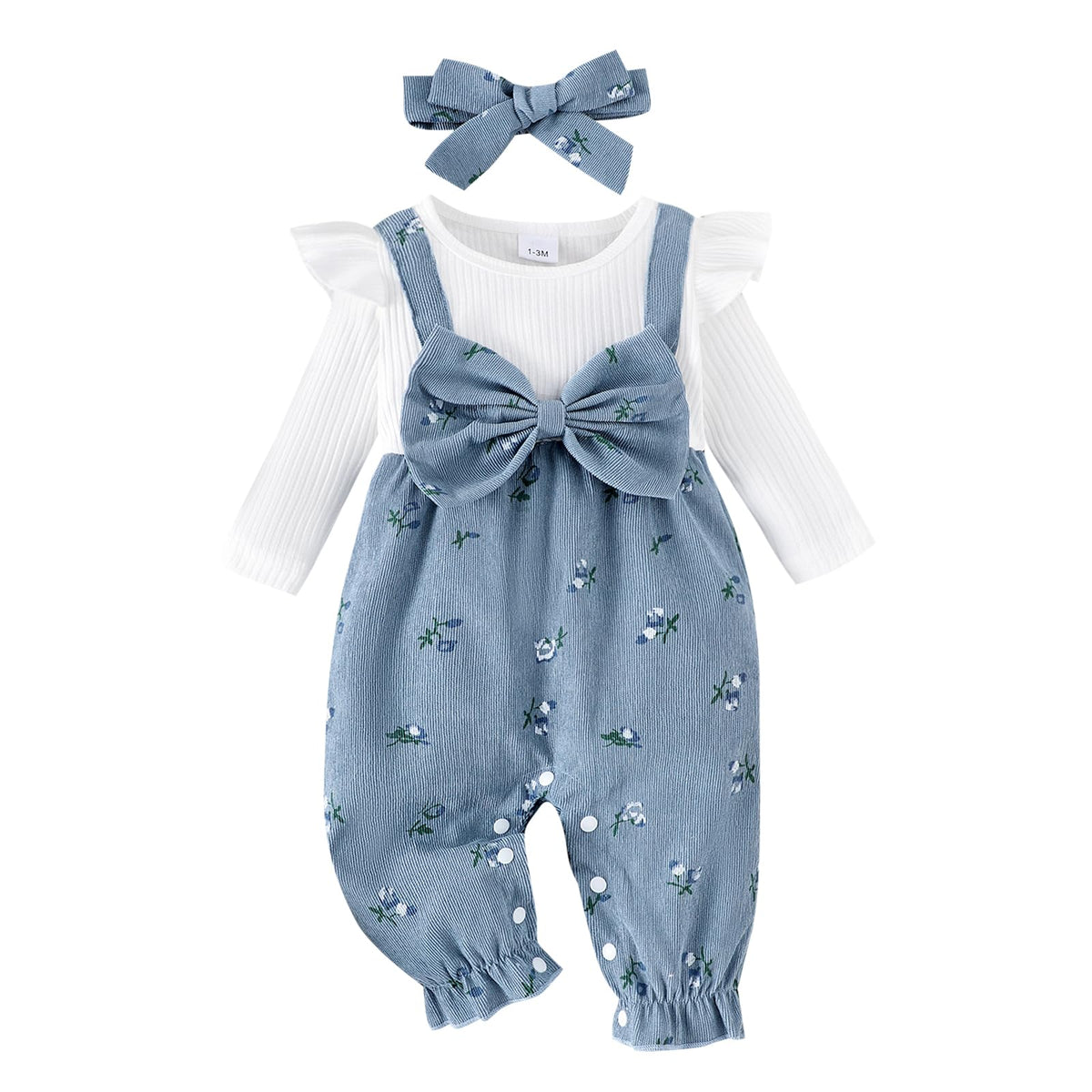 YINGISFITM Newborn Baby Girl Clothes Floral Romper Fack Two Piece Jumpsuit
