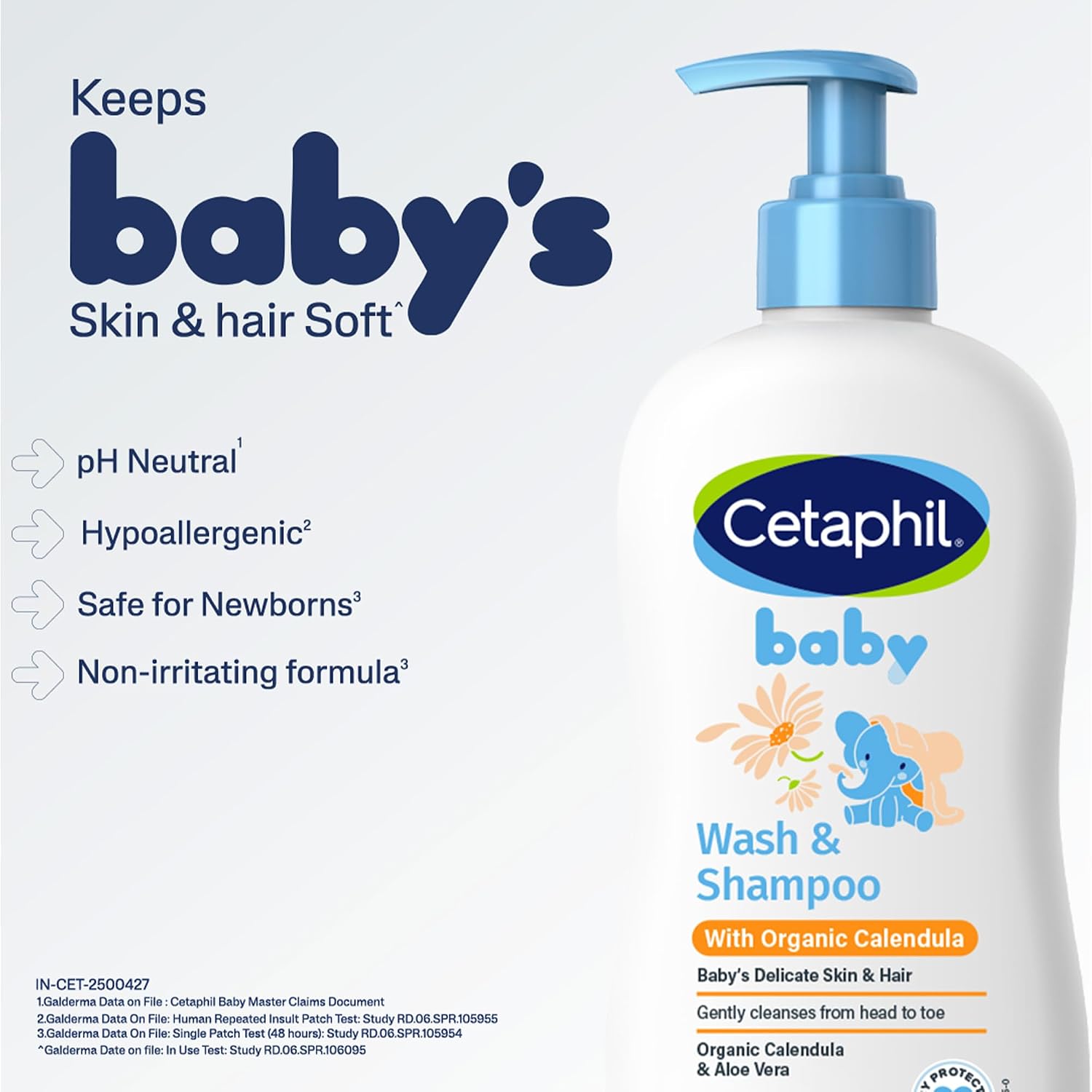 Cetaphil 2-in-1 Baby Shampoo & Body Wash, Tear Free, Calendula, 13.5oz