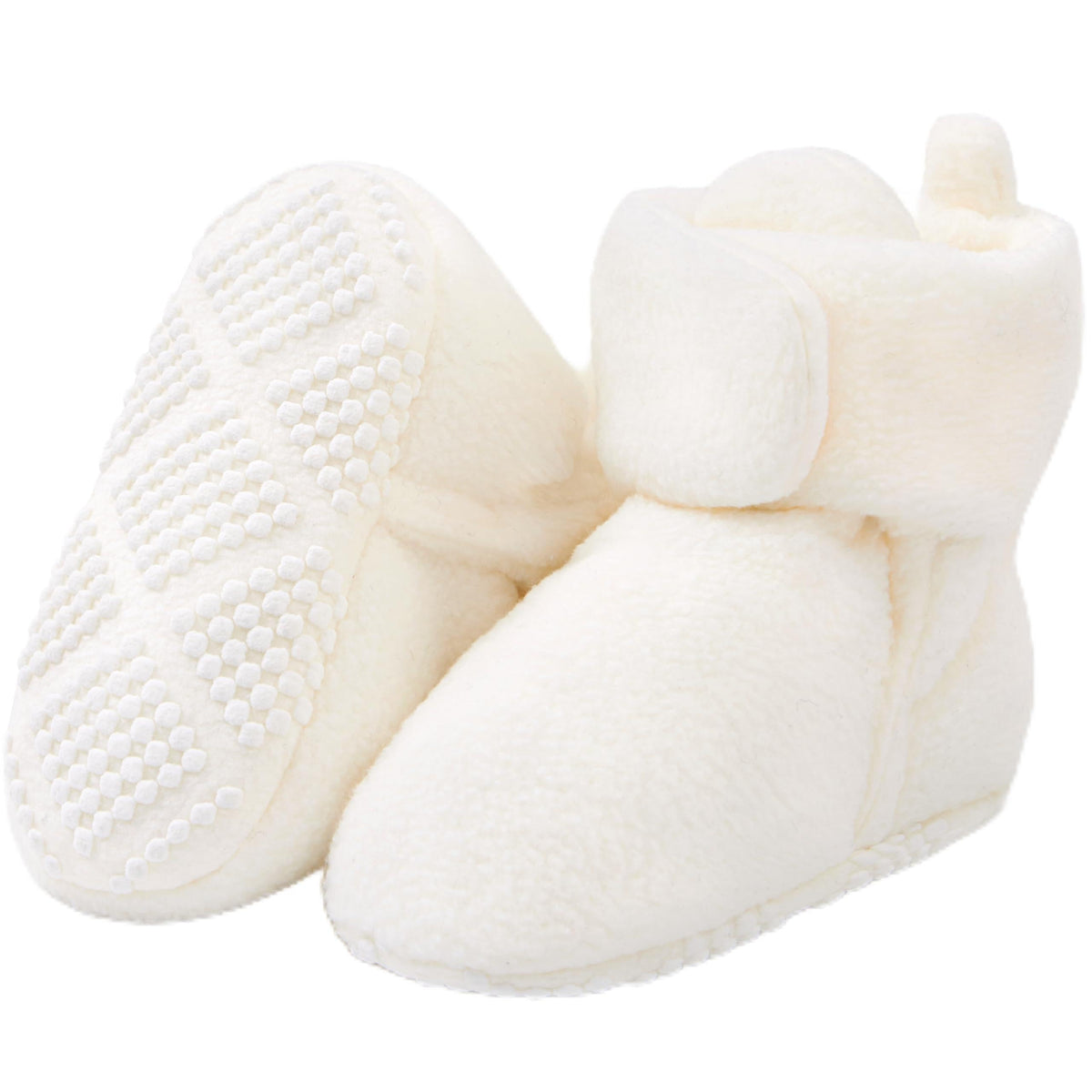 Pro Goleem Fleece Baby Booties, Warm Cozy Baby Slippers, Stay On Sock Shoes, Easy to Put on, Unisex Baby Gifts, Soft Non-Slip Adjustable Newborn Boots for Boys and Girls