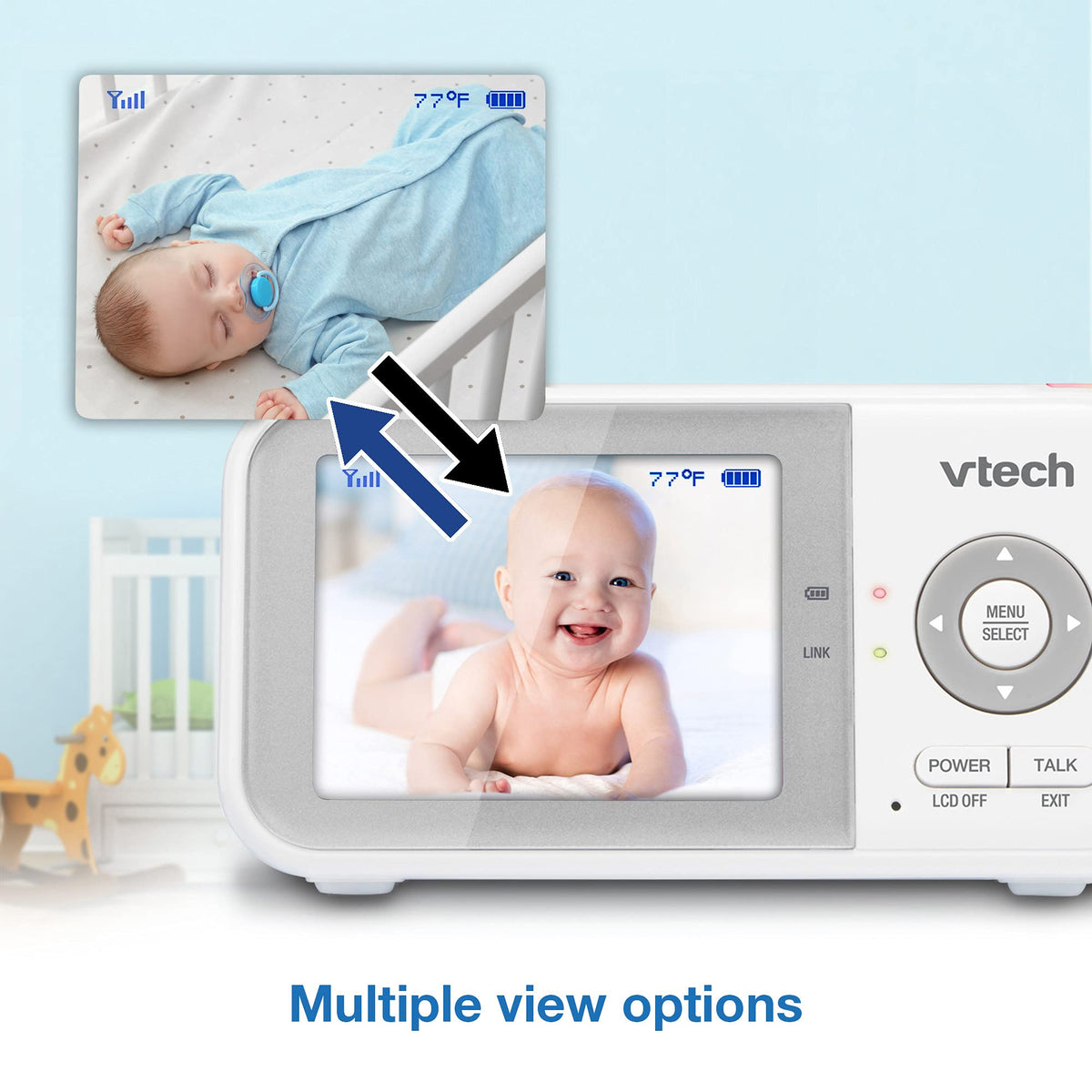 VTech Baby Monitor No WiFi – 19Hr Video Battery, 1000ft Range, Night Vision, Two-Way Talk, Temperature Sensor, Sound-Activated Screen, Lullabies | VM819