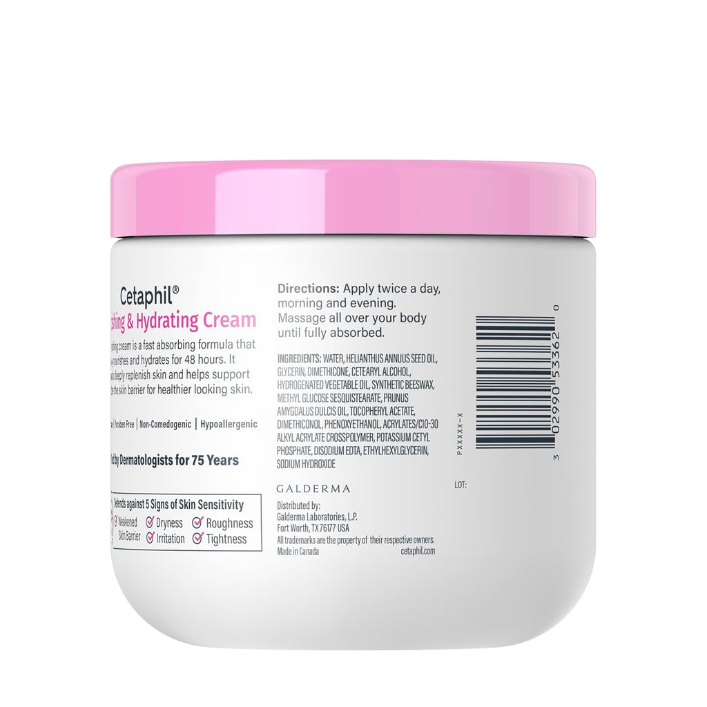 Cetaphil Nourishing Body Cream, Oil-Infused, Very Dry Skin, 16oz