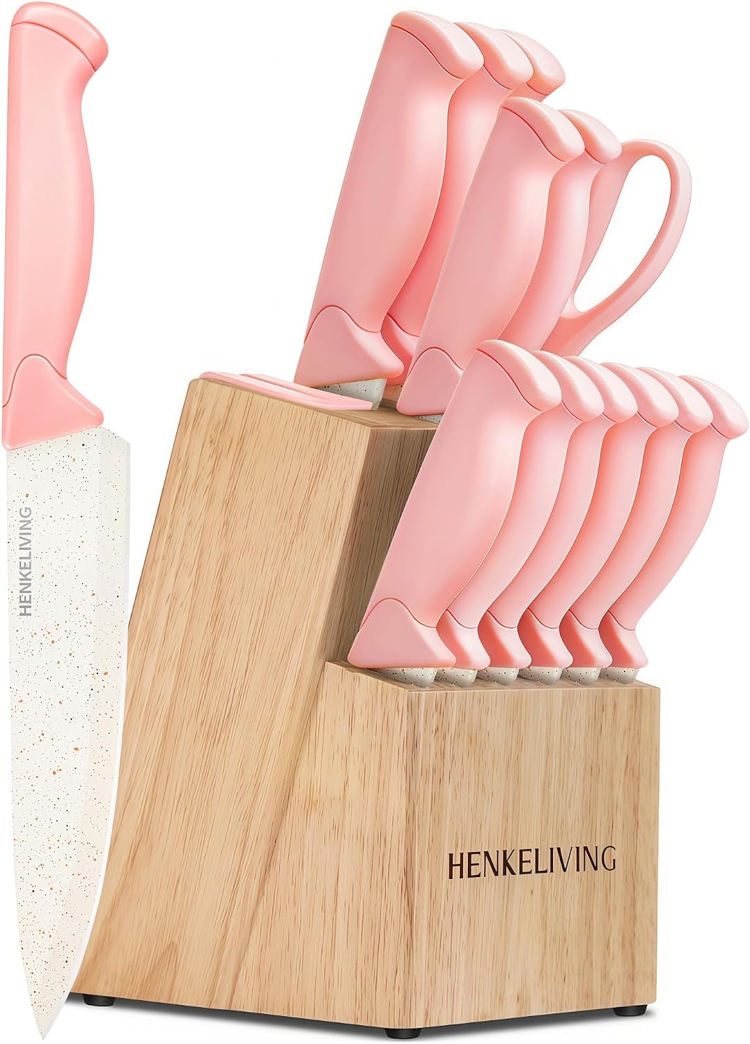 14-Piece Black Kitchen Knife Block Set with Built-In Sharpener | German high-carbon stainless steel blades, dishwasher safe, ultra-sharp edges, ergonomic non-slip handles