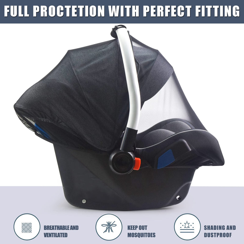 Sysmie Baby Mosquito Net for Infant Car Seat and Doona Stroller, White