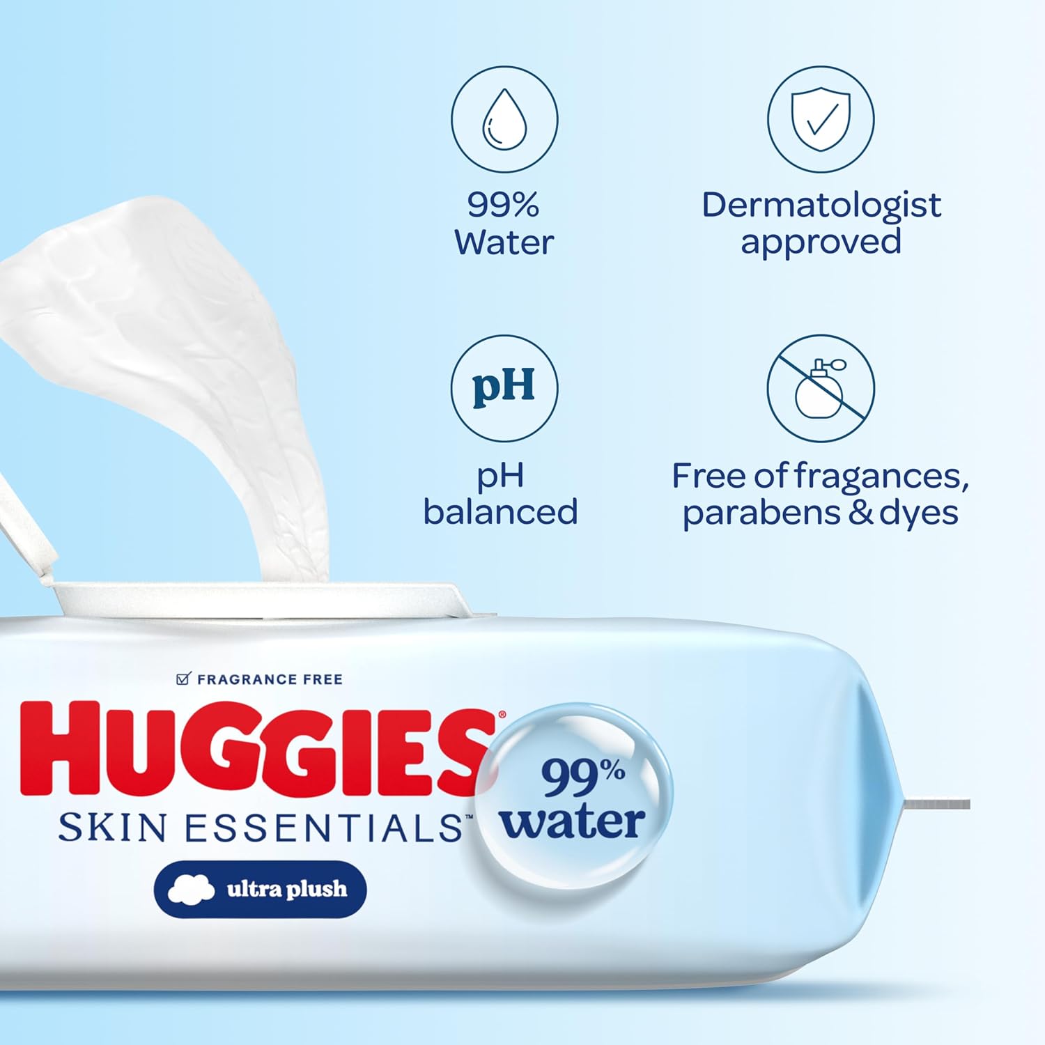 Huggies Skin Essentials Baby Wipes, 99% Water, 15 Packs, 840 Wipes