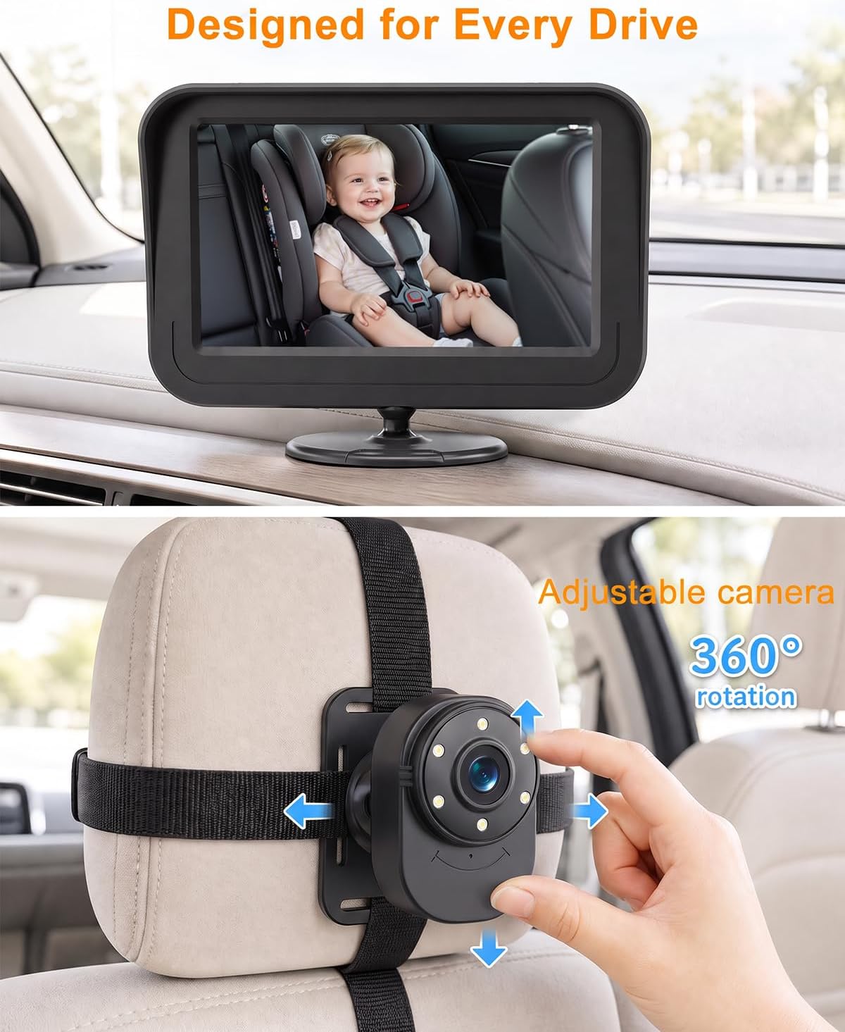 Baby Car Camera, 1080P Wired Car Baby Camera, Baby Monitor for Car