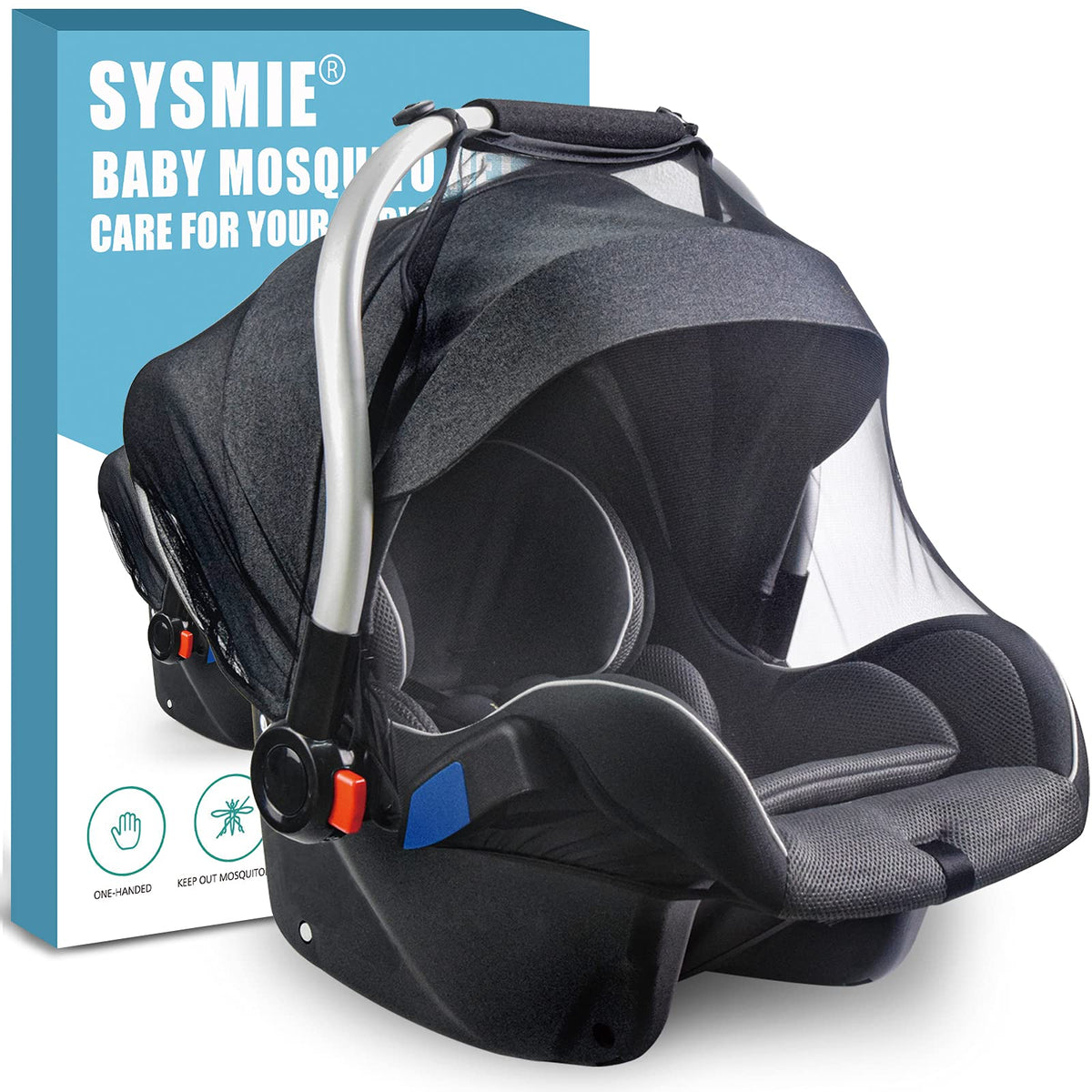 Sysmie Baby Mosquito Net for Infant Car Seat and Doona Stroller, White