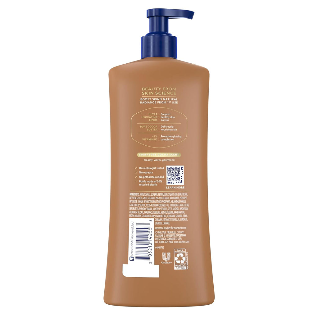 Vaseline Cocoa Radiant Body Lotion for Dry Skin + Cocoa Butter 20.3oz 3ct