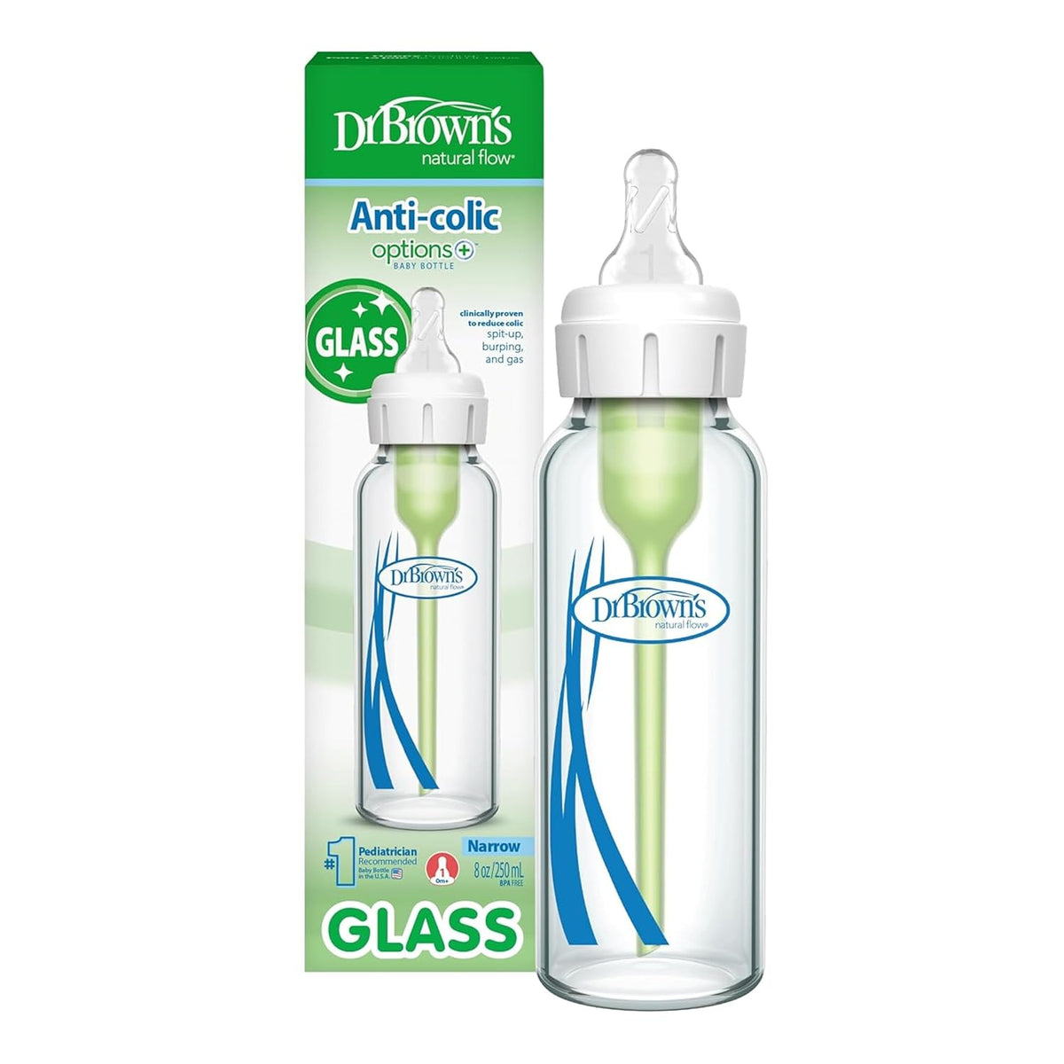 Dr. Brown’s Options+ Anti-Colic Narrow Glass Baby Bottles