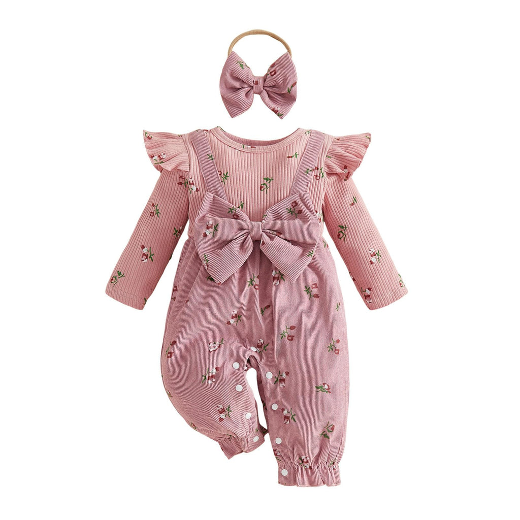 YINGISFITM Newborn Baby Girl Clothes Floral Romper Fack Two Piece Jumpsuit