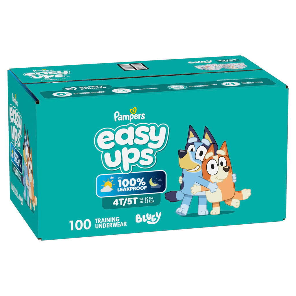 Easy Ups Girls & Boys Potty Training Pants, Size 4 (2T-3T), 140 Count, Bluey Absorbent Pull Up Training Underwear, Up to 100% Leakproof Day and Night, Hypoallergenic