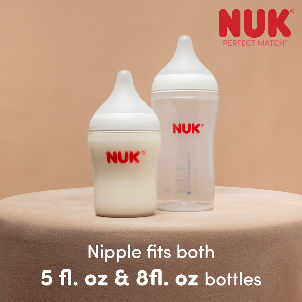 NUK Perfect Match Natural + Anti-Colic Bottle, 8 oz, 4 Pack