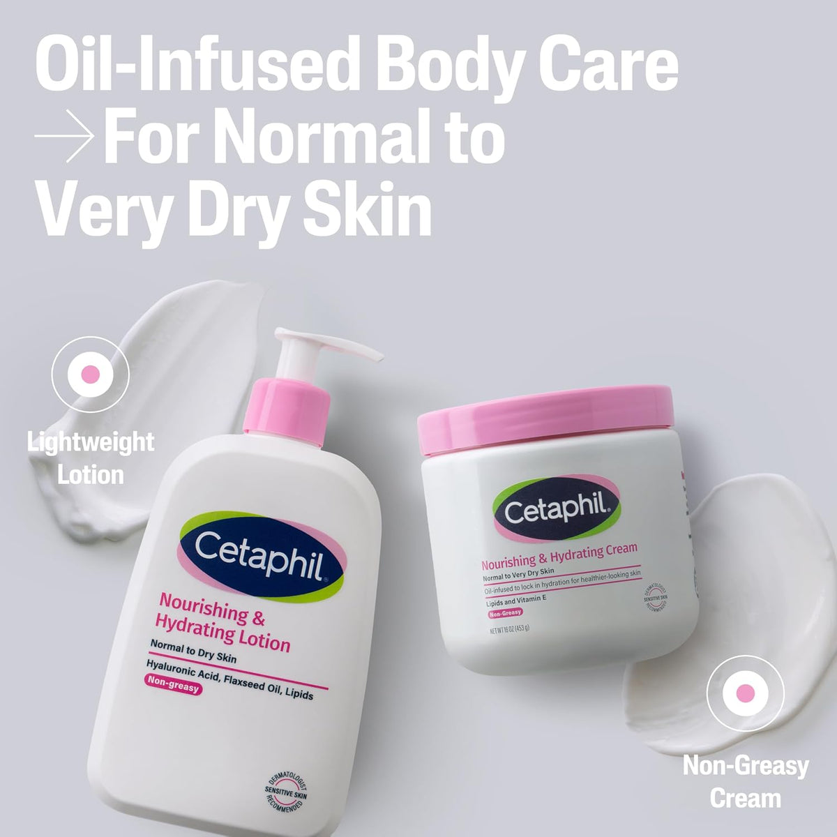 Cetaphil Nourishing Body Cream, Oil-Infused, Very Dry Skin, 16oz