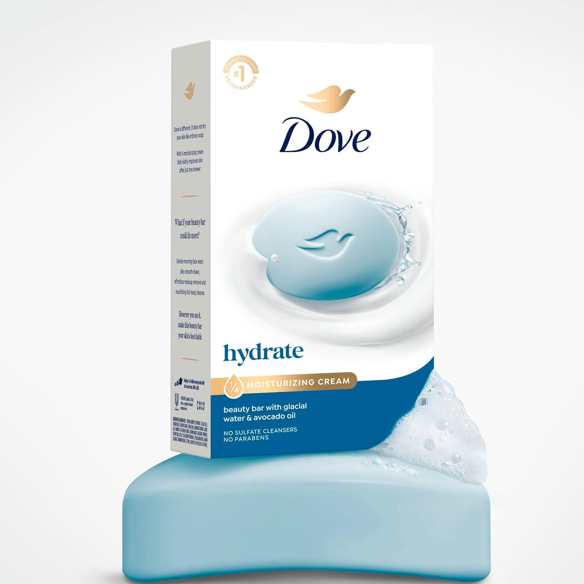 Dove Beauty Bar Soap , Glacial Water & Avocado Oil, I 6 Count 3.75 oz