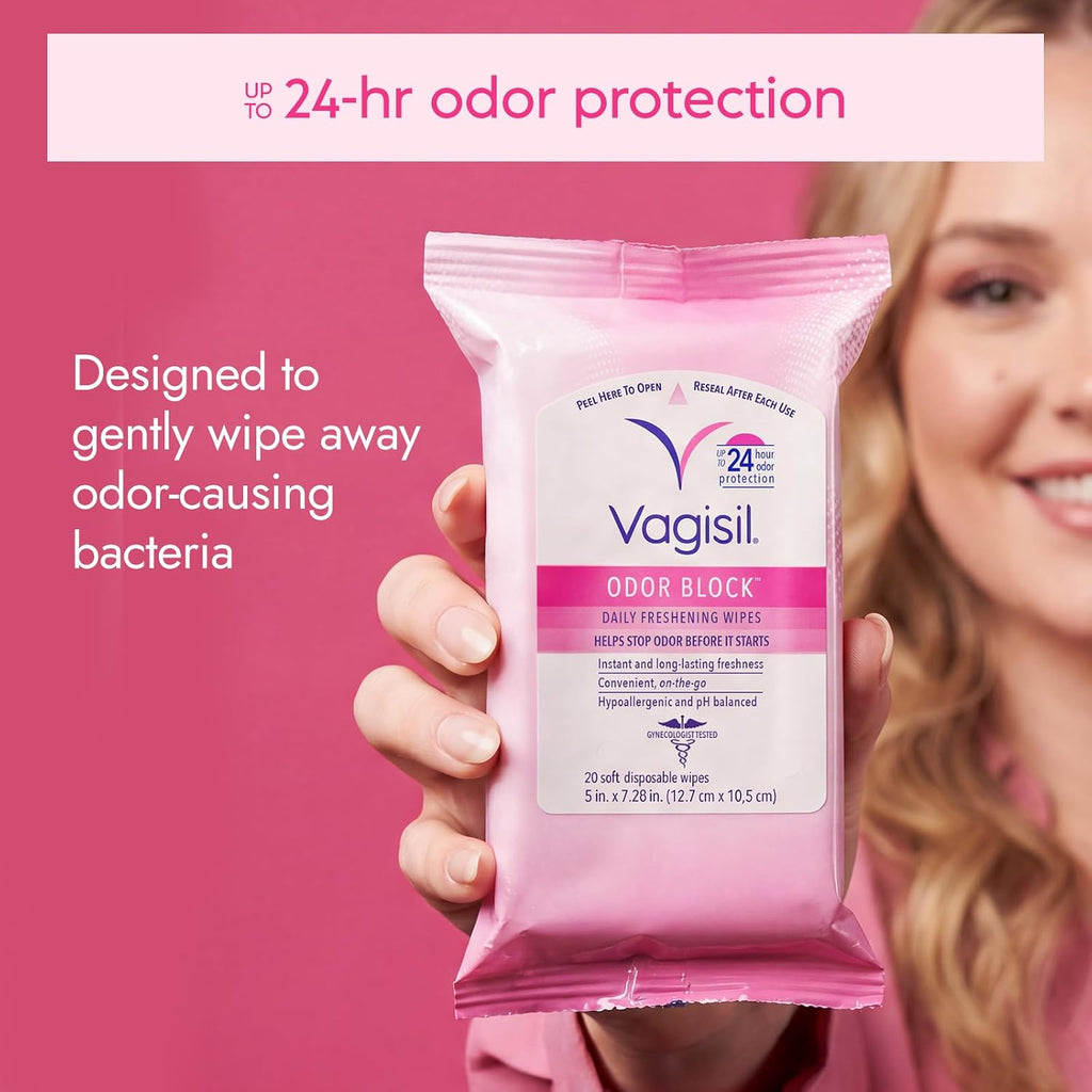 VAGISIL Anti-Itch Medicated Feminine Wipes, Max Strength, 20 Wipes (1 Pack)