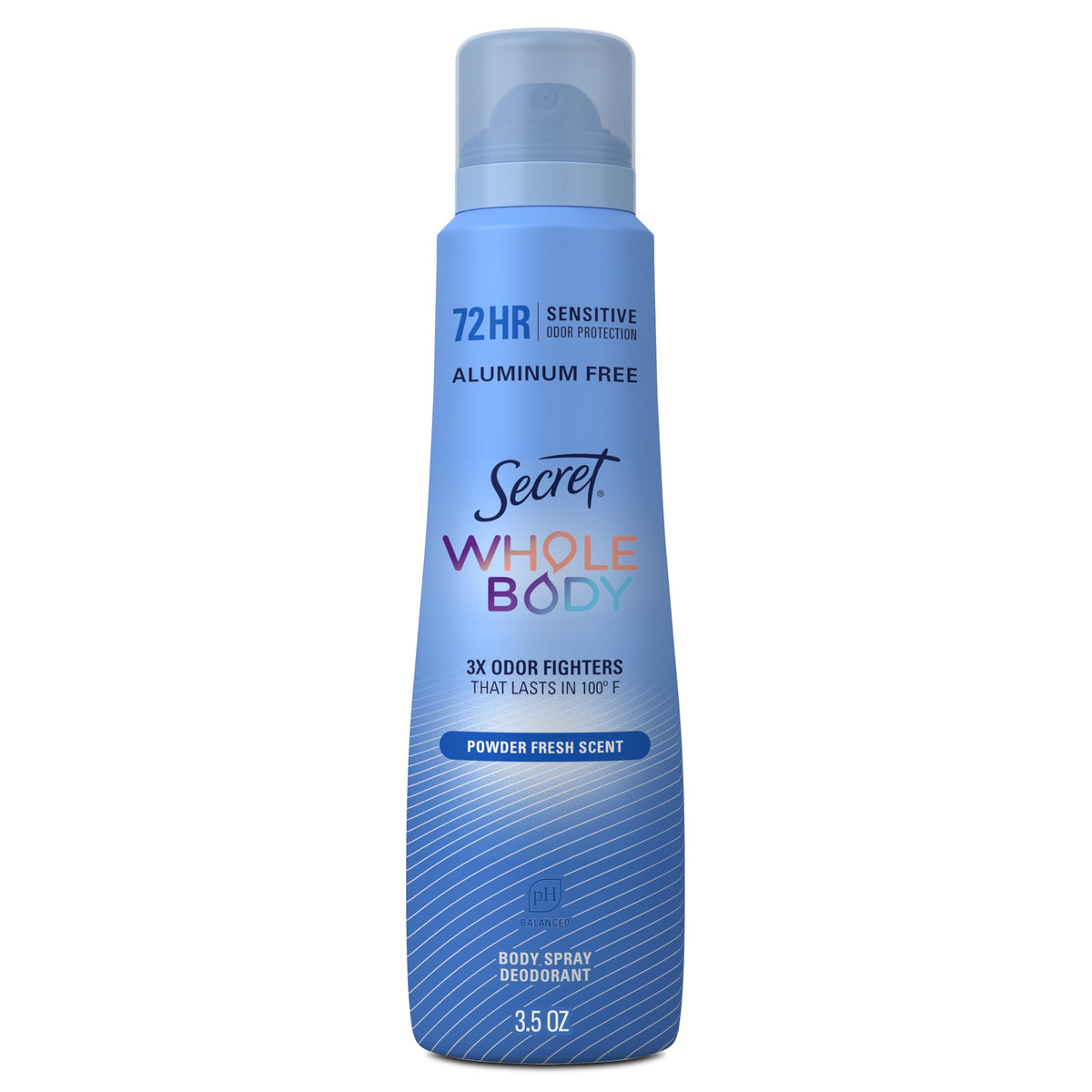 Secret Aluminum Free Whole Body Deodorant Spray for Women, 72hr Sensitive Freshness & Odor Defense, PH Balanced, Invisible Protection, Safe to Use Everywhere, Peach & Vanilla Blossom Scent, 3.5 oz