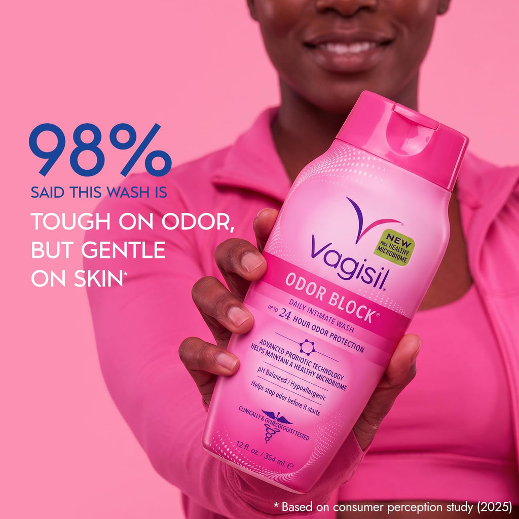 Vagisil Feminine Wash for Intimate Area Hygiene, Odor Block, Gynecologist Tested, Hypoallergenic, 16.9 oz with Pump