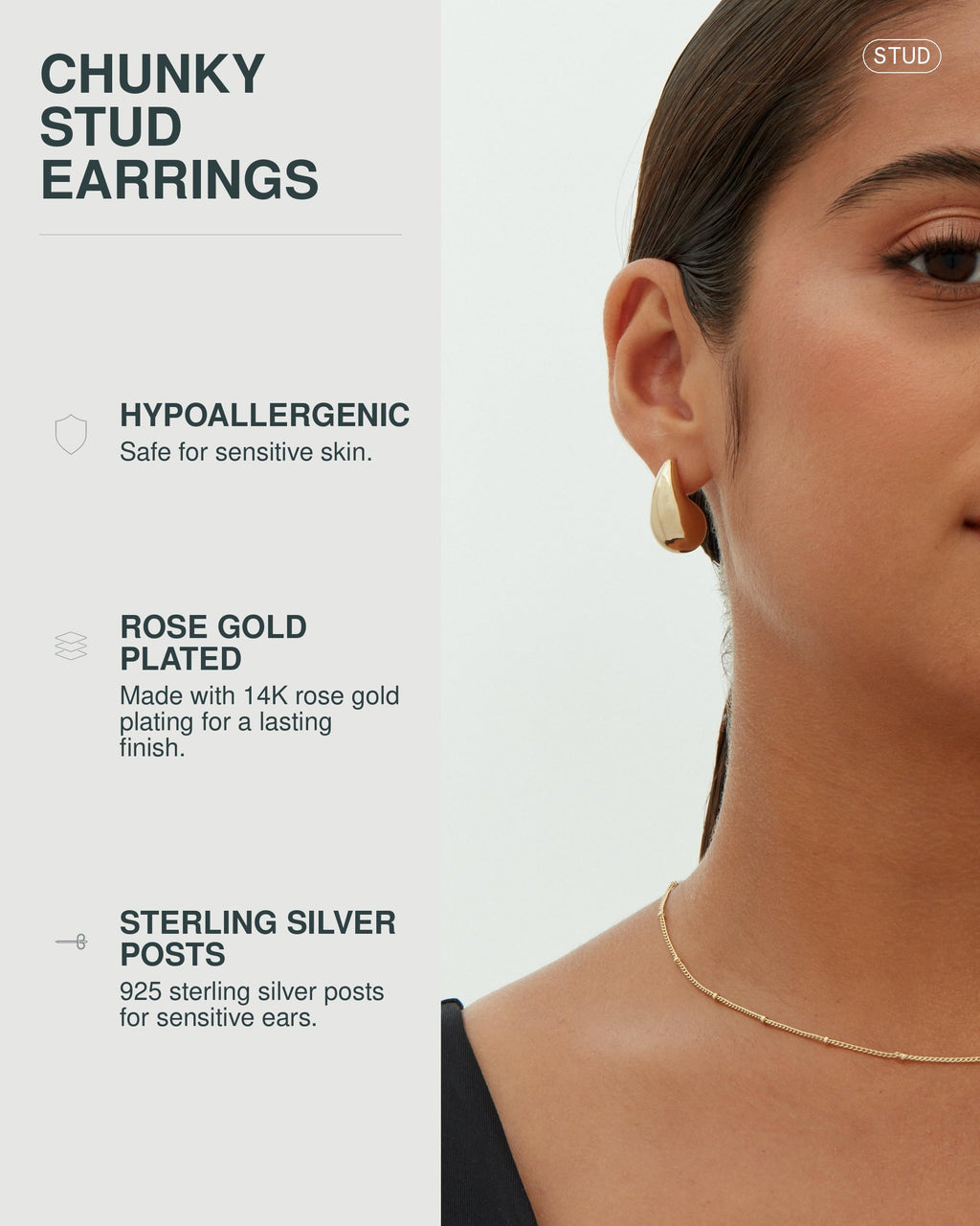 PAVOI 14K Gold Plated 925 Sterling Silver Post Teardrop Chunky Hoop Earrings - Lightweight Drop Earrings for Women - Designer Earring Trendy Jewelry