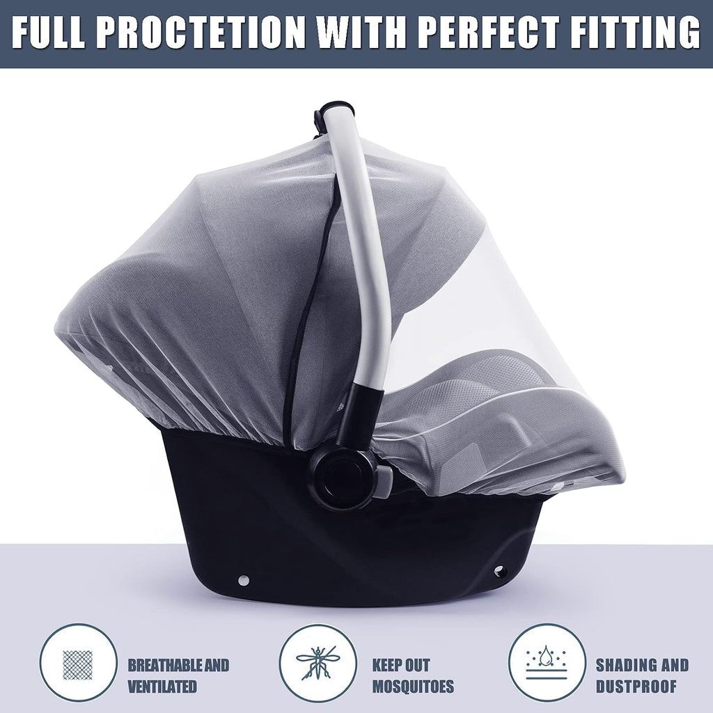 Sysmie Baby Mosquito Net for Infant Car Seat and Doona Stroller, White