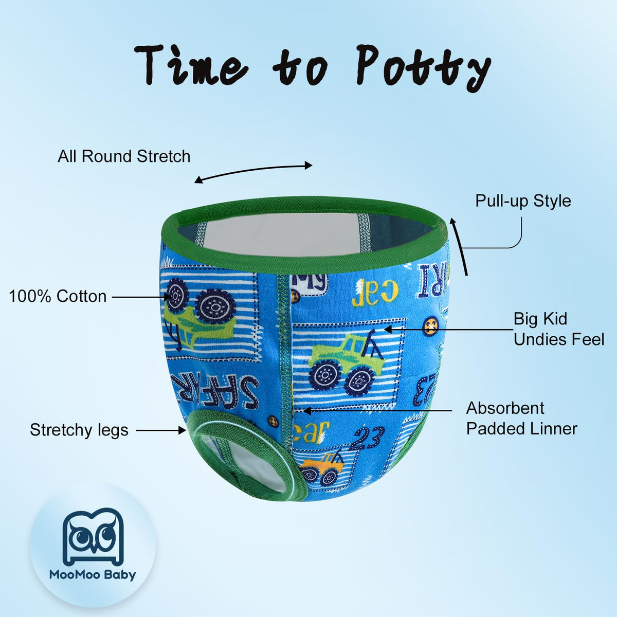 MooMoo Baby Potty Training Underwear for Boys and Girls Cotton 2T-9Y