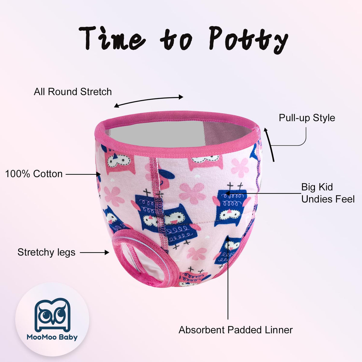 MooMoo Baby Potty Training Underwear for Boys and Girls Cotton 2T-9Y