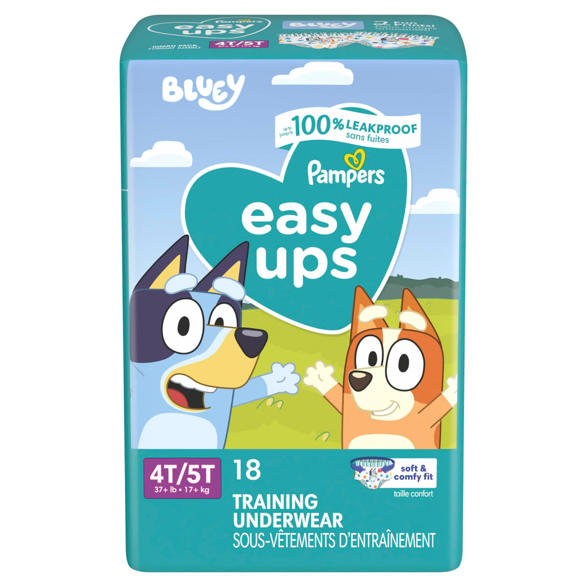 Easy Ups Girls & Boys Potty Training Pants, Size 4 (2T-3T), 140 Count, Bluey Absorbent Pull Up Training Underwear, Up to 100% Leakproof Day and Night, Hypoallergenic