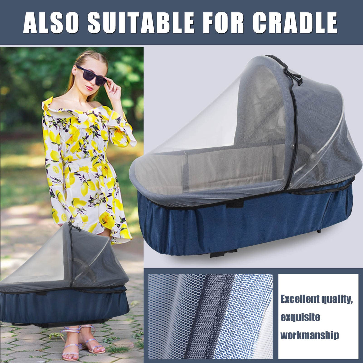 Sysmie Baby Mosquito Net for Infant Car Seat and Doona Stroller, White