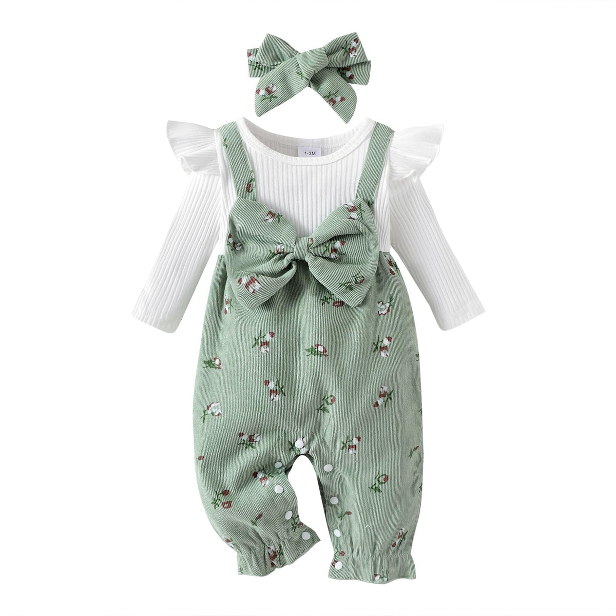 YINGISFITM Newborn Baby Girl Clothes Floral Romper Fack Two Piece Jumpsuit