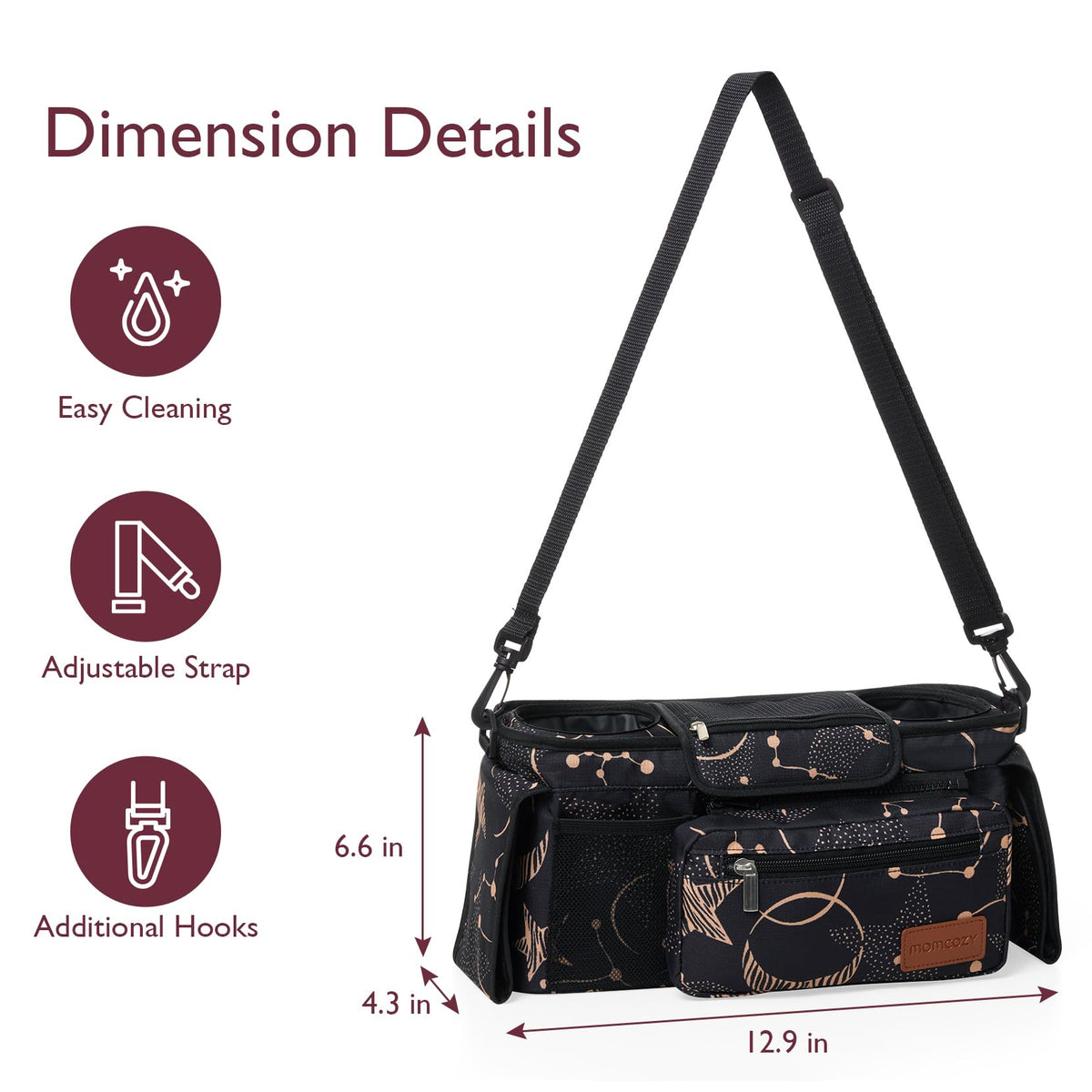 Momcozy Universal Stroller Organizer with Insulated Cup Holder