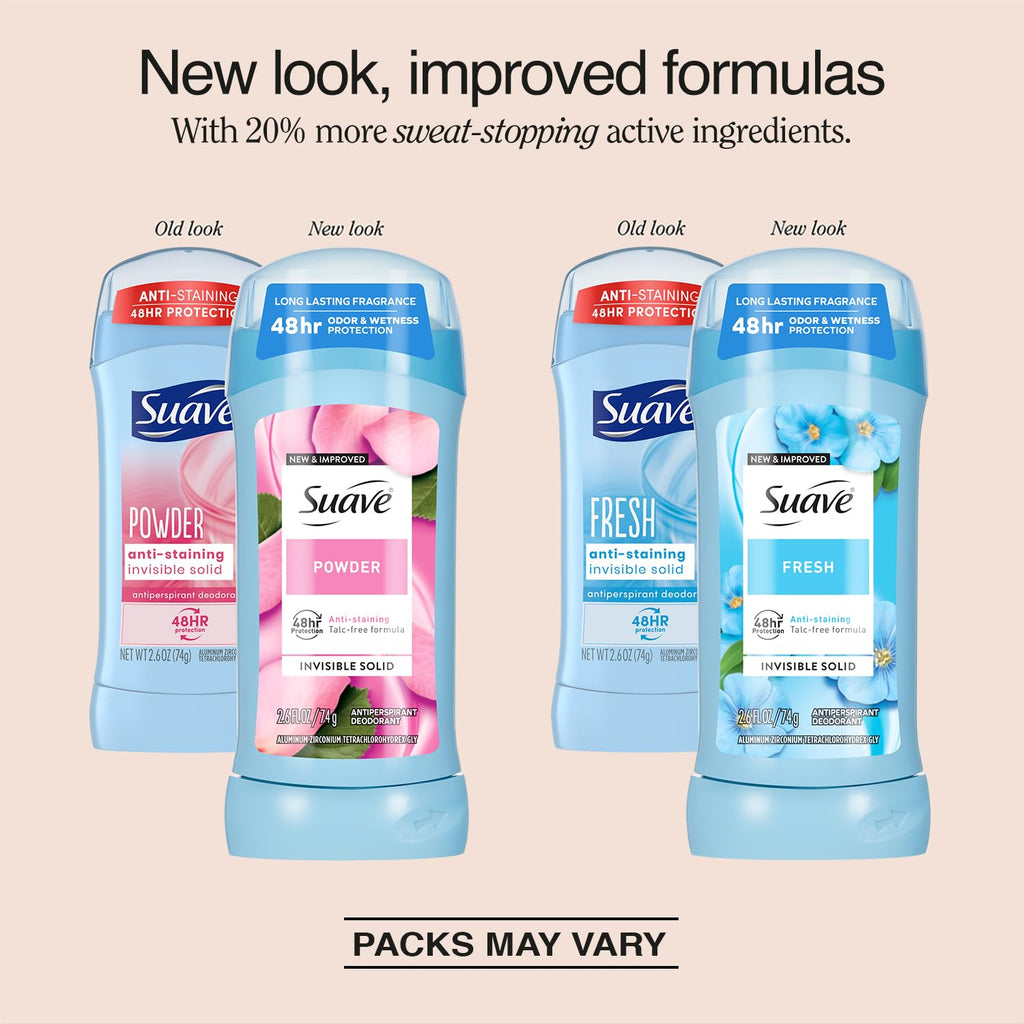 Suave Antiperspirant Deodorant, Fresh & Powder 2-Pack, 2.6 Oz Ea