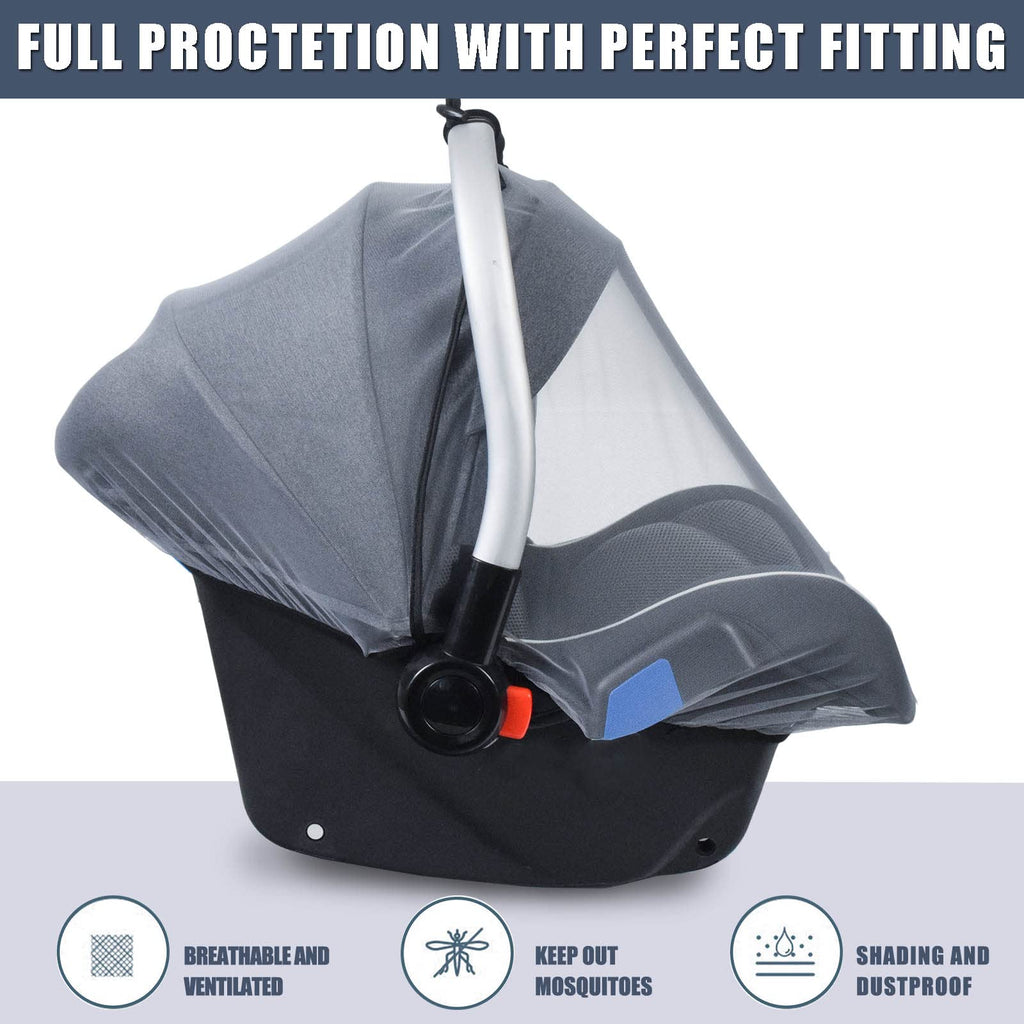 Sysmie Baby Mosquito Net for Infant Car Seat and Doona Stroller, White
