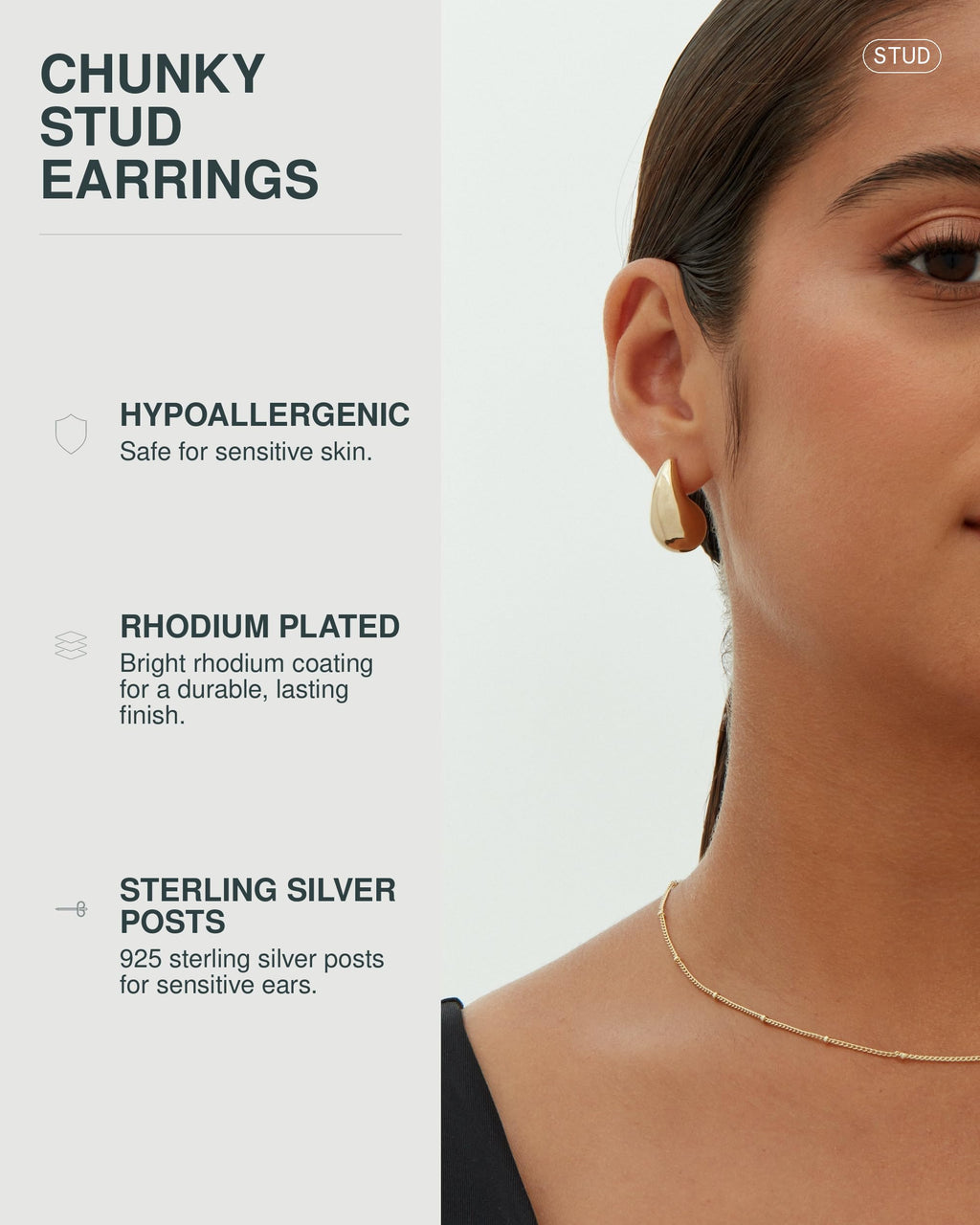 PAVOI 14K Gold Plated 925 Sterling Silver Post Teardrop Chunky Hoop Earrings - Lightweight Drop Earrings for Women - Designer Earring Trendy Jewelry