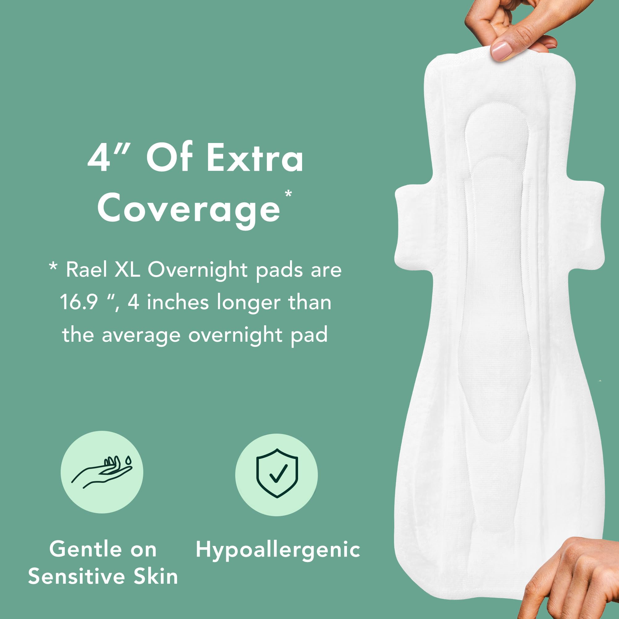 Rael Organic Cotton Cover Sanitary Pads for Women Moderate (Regular, 56 Ct)