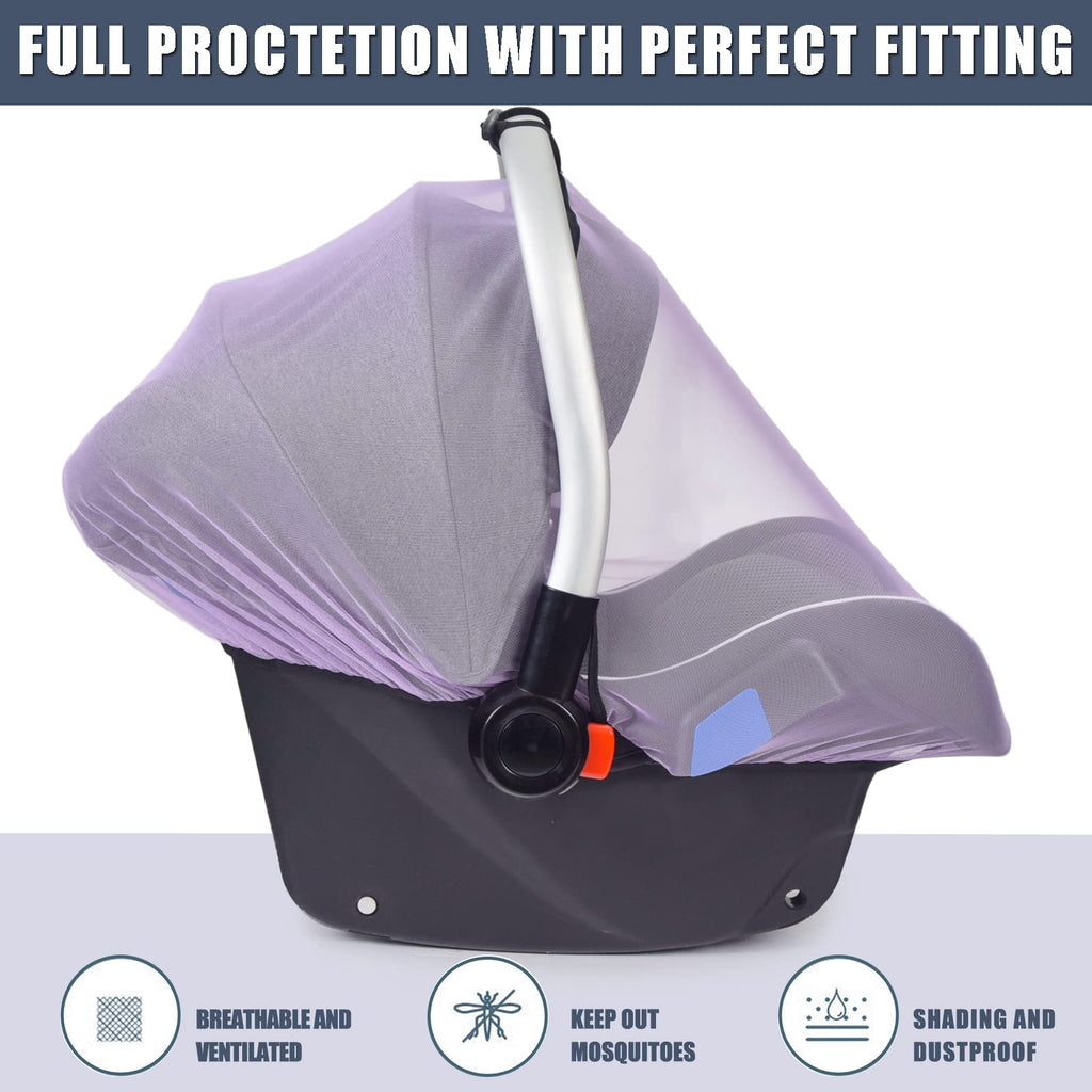 Sysmie Baby Mosquito Net for Infant Car Seat and Doona Stroller, White