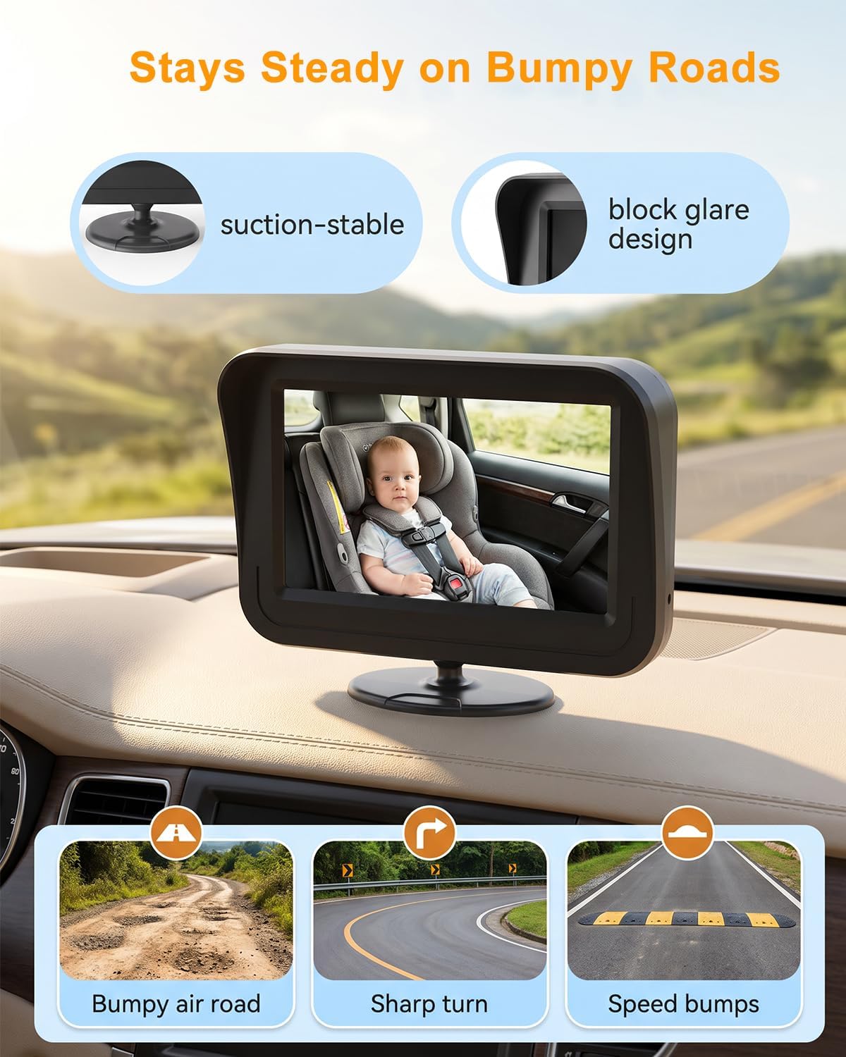 Baby Car Camera, 1080P Wired Car Baby Camera, Baby Monitor for Car