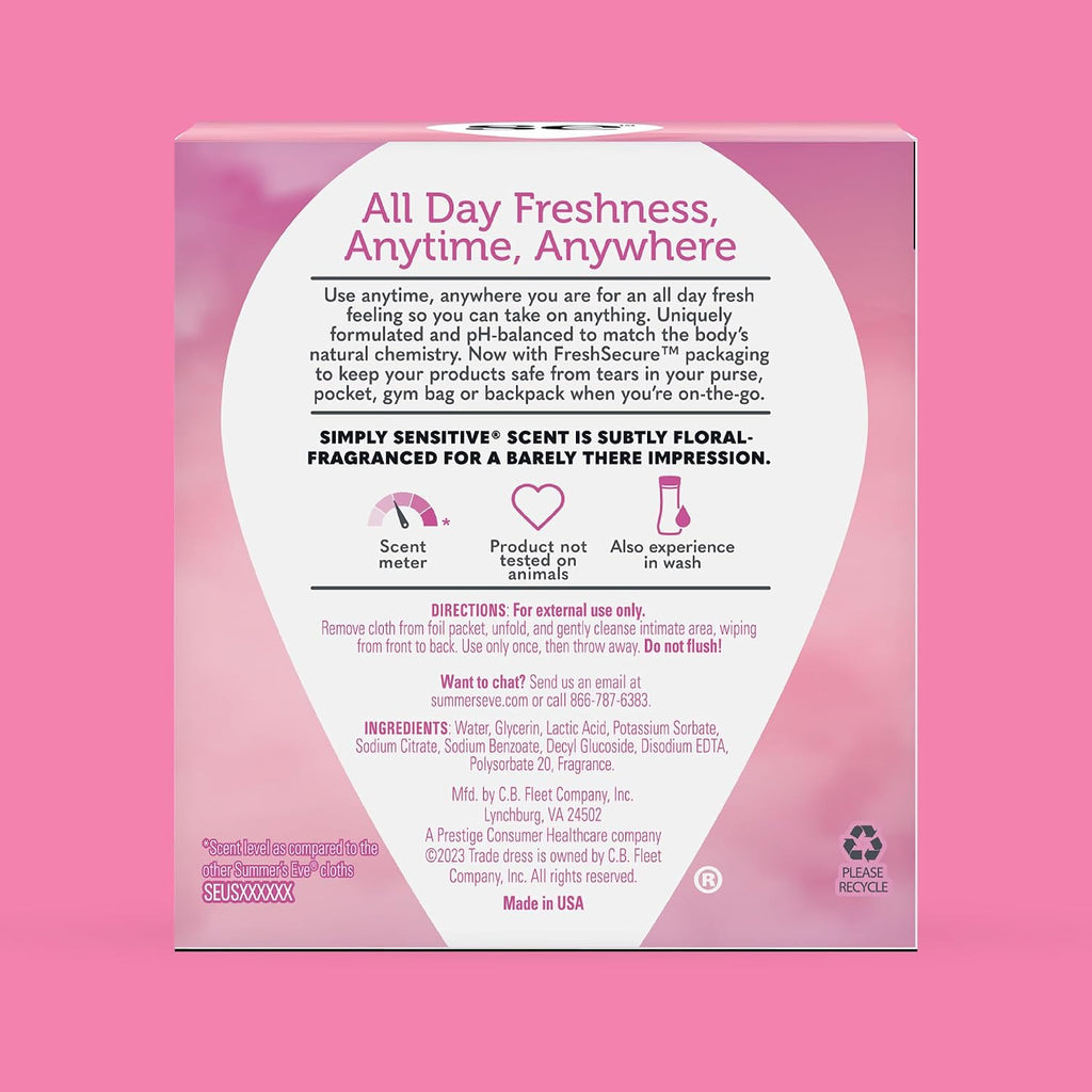 Summer's Eve Gentle Feminine Wipes, Simply Sensitive, 12 Count