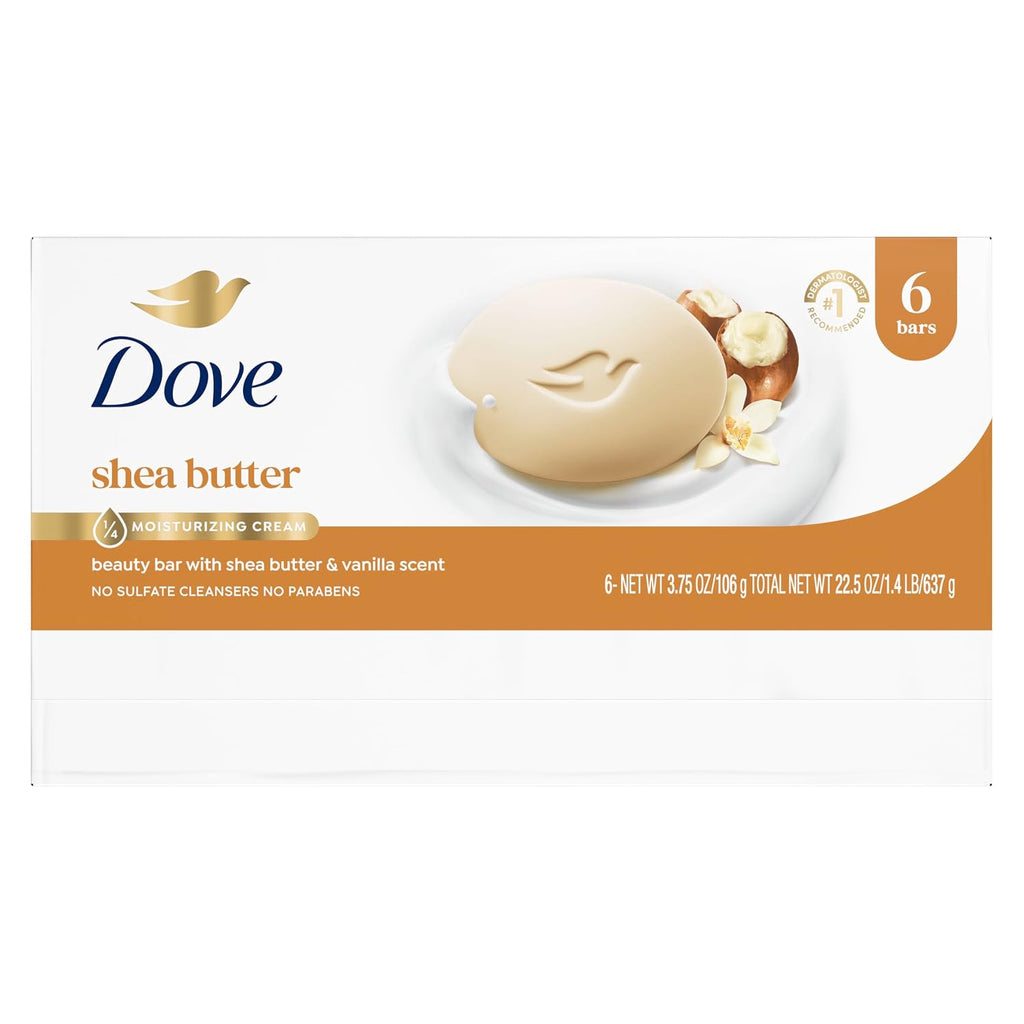 Dove Shea Butter Beauty Bar Soap 8 Count, Cleanser, 3.75 oz I beauty bar
