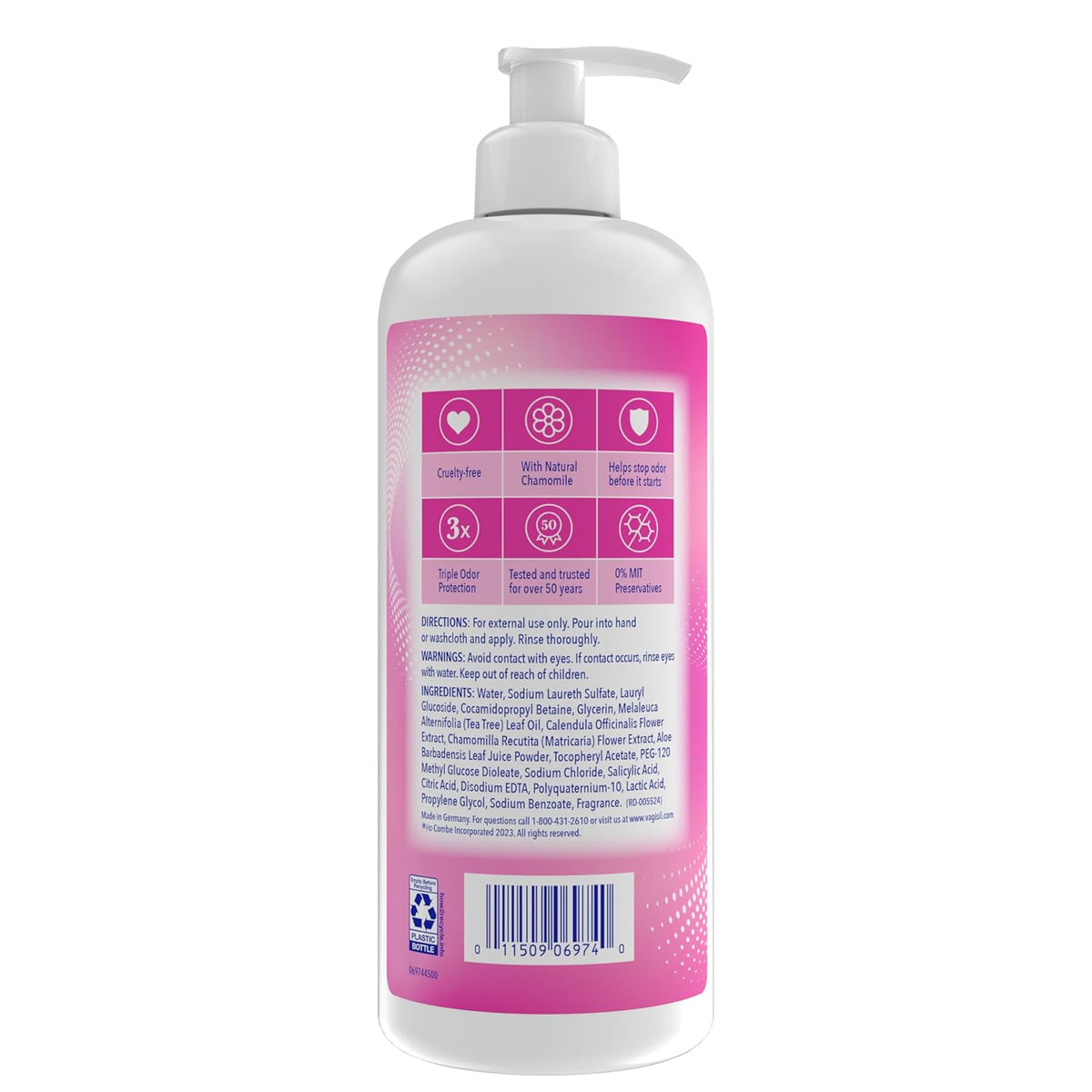 Vagisil Feminine Wash for Intimate Area Hygiene, Odor Block, Gynecologist Tested, Hypoallergenic, 16.9 oz with Pump
